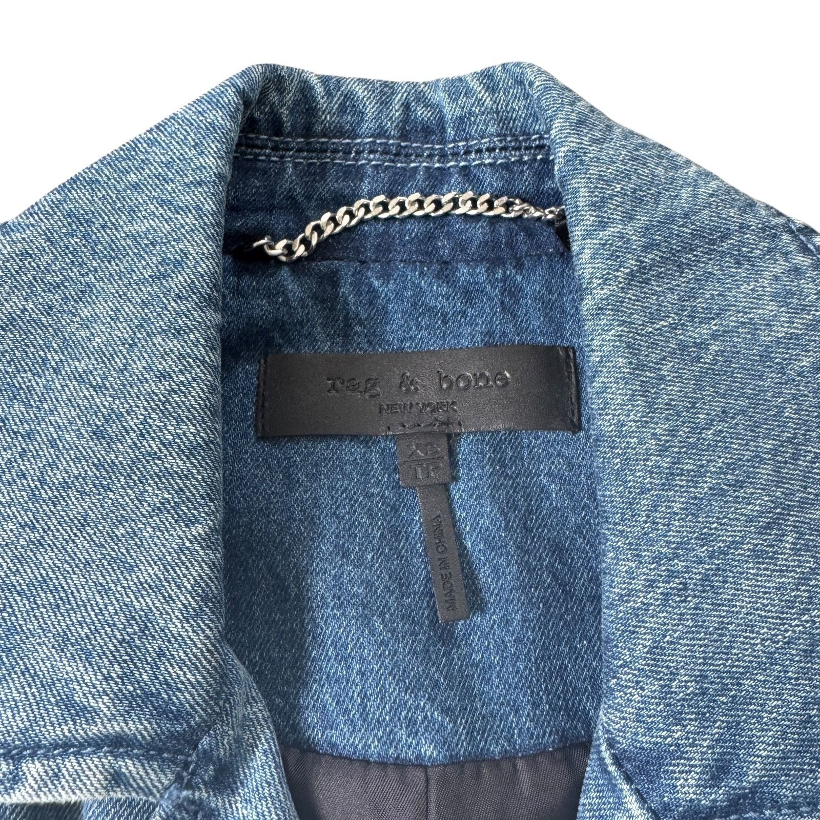Rag & Bone NEW Rag & Bone Abbey Denim Moto Jacket Size XS / US 0-2 / IT 36-38 - 4 Thumbnail