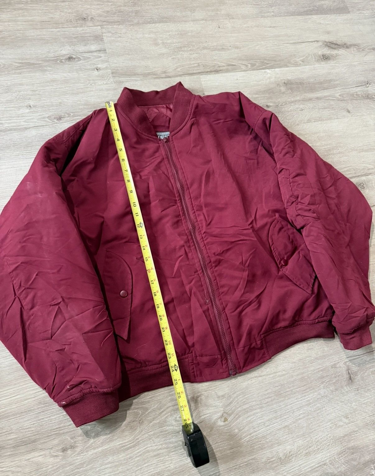 Vintage 90s Burgundy Design Crew bomber jacket Size US L / EU 52-54 / 3 - 3 Thumbnail