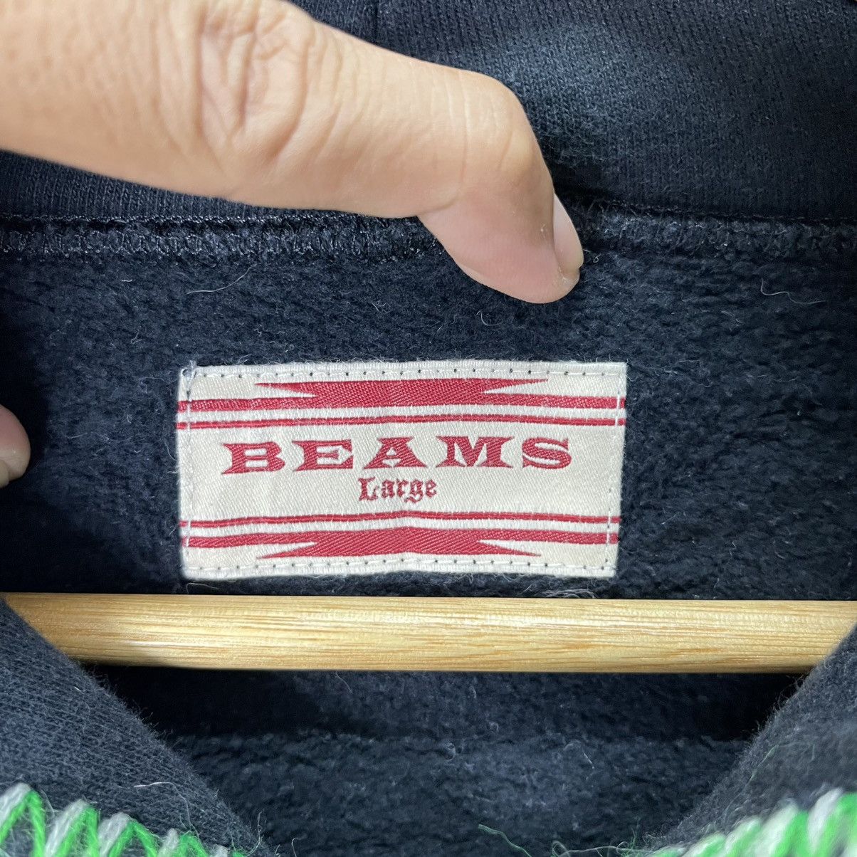 Beams Japan Vintage BEAMS Full Zip Hoodie Green Contrast Stitch Size US L / EU 52-54 / 3 - 7 Thumbnail