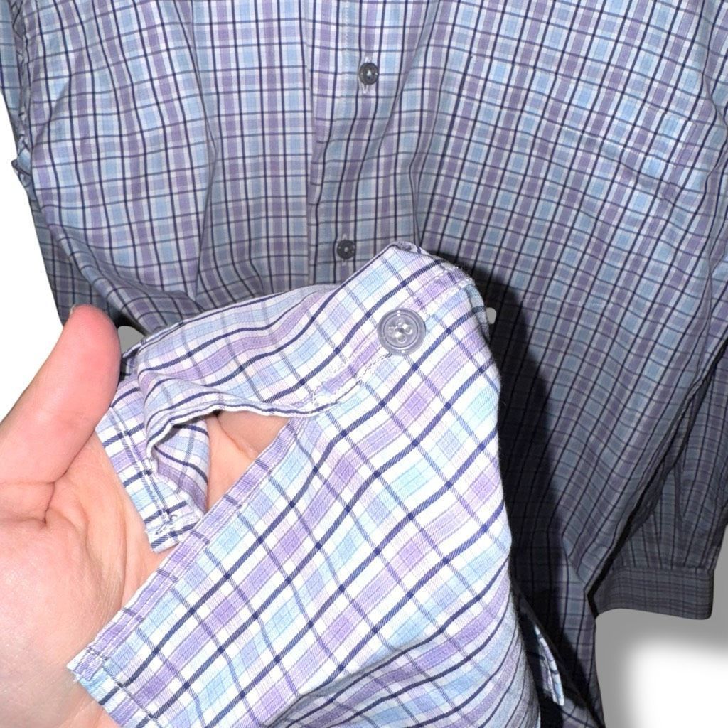Ermenegildo Zegna Ermenegildo Zegna Purple & Blue Check Button Down Shirt Size Size US L / EU 52-54 / 3 - 7 Thumbnail