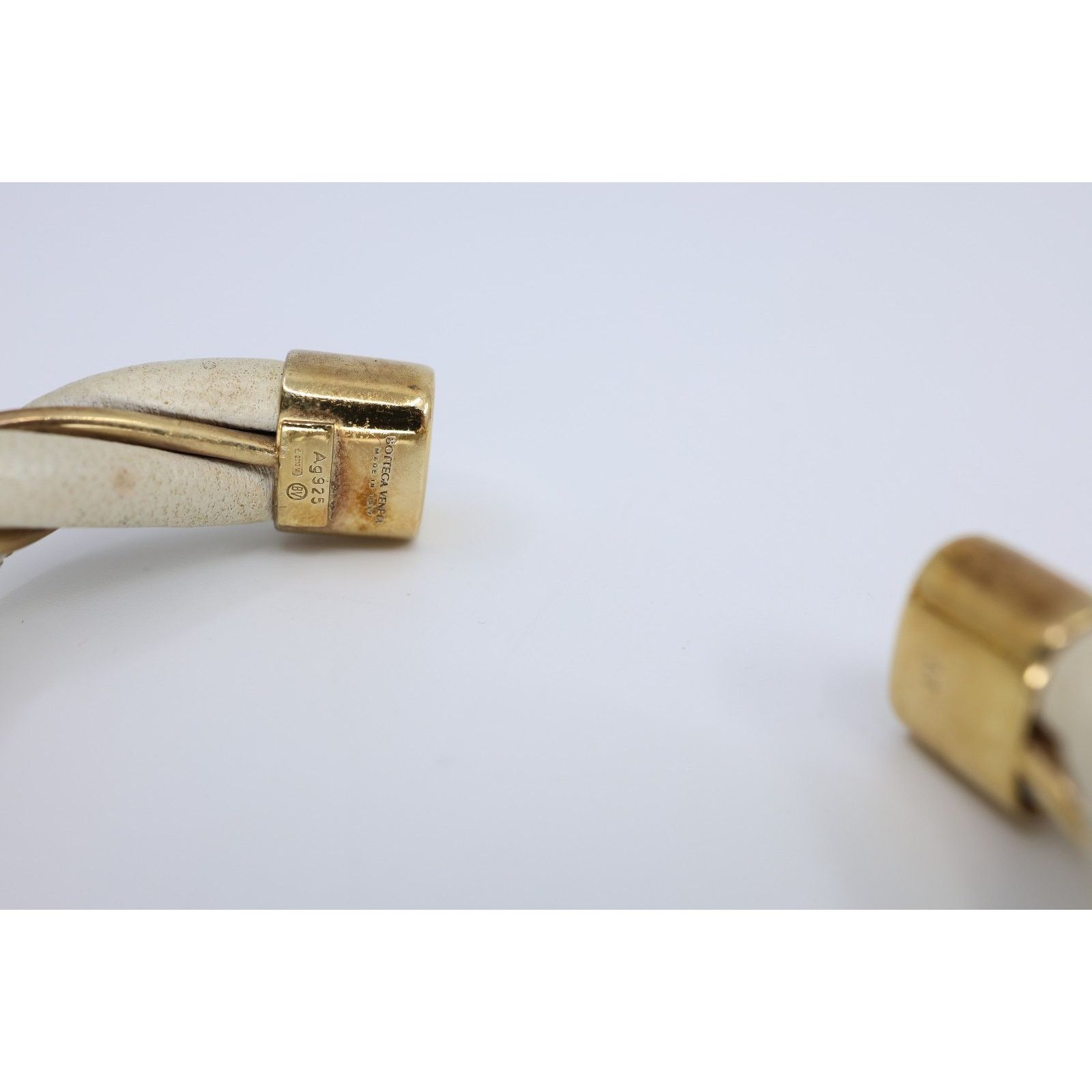 Bottega Veneta BOTTEGA VENETA Twist Cuff Gold Plated Leather Bracelet Sz M Size ONE SIZE - 6 Thumbnail