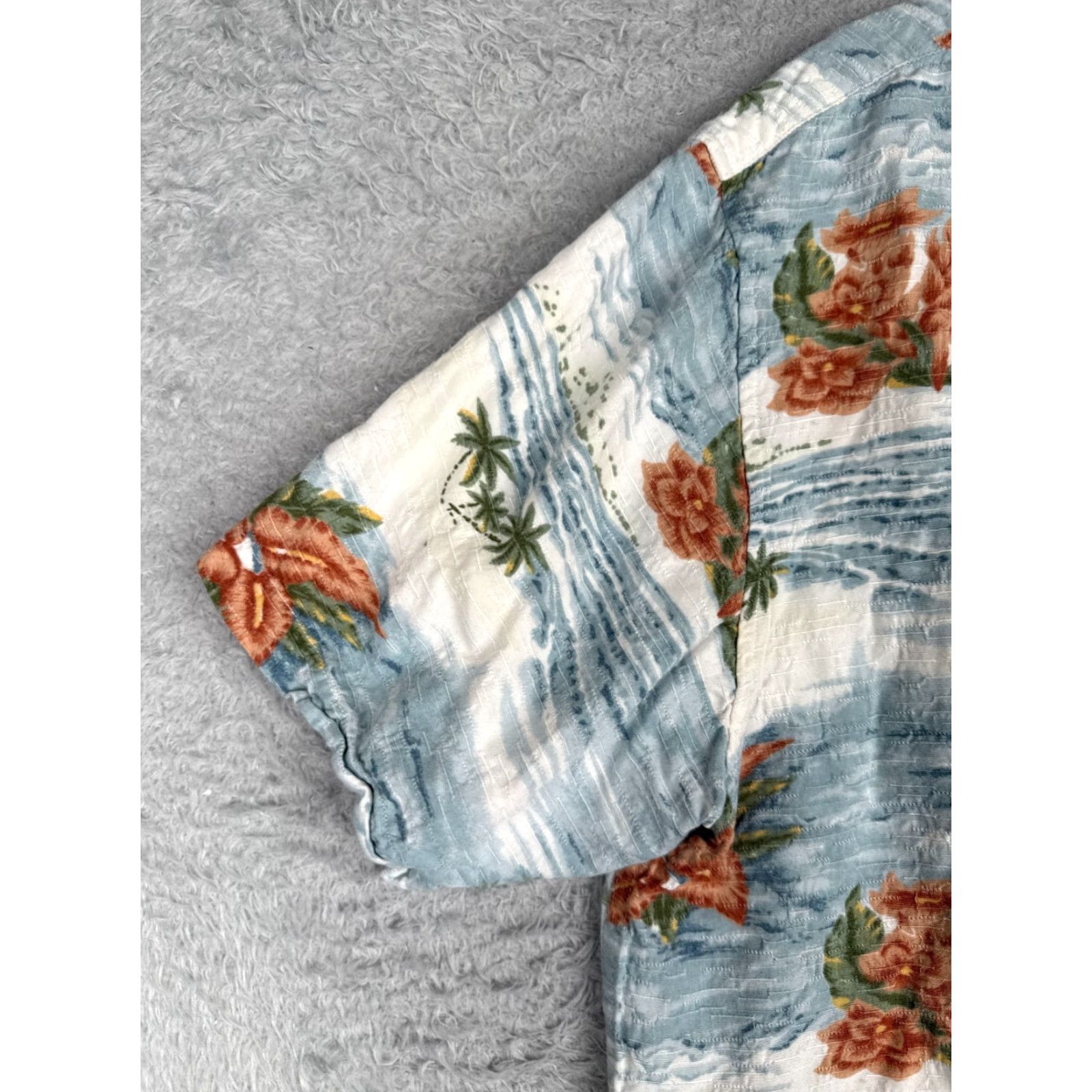 Arrow Arrow Shirt Men Large Blue White Red Floral Palm Pocket Button Up Hawaiian 100% Rayon Mens Size US L / EU 52-54 / 3 - 3 Thumbnail