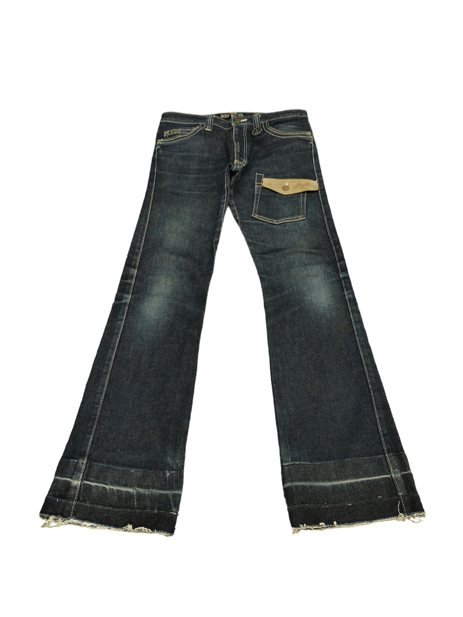 If Six Was Nine Flare Jeans Body Butter Japan Leather Trim Denim Bootcut Y2k Size US 31 - 3 Thumbnail