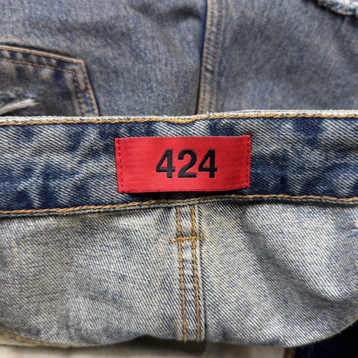 424 424 Big Daddy Thrashed Ripped Denim Short Size US 34 / EU 50 - 4 Thumbnail