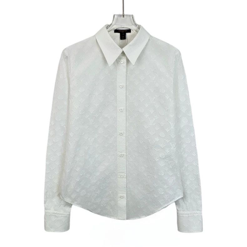 Louis Vuitton Louis Vuitton Cotton lapel long-sleeved shirt with white l Size XXS / US 00 / IT 34 - 1 Thumbnail