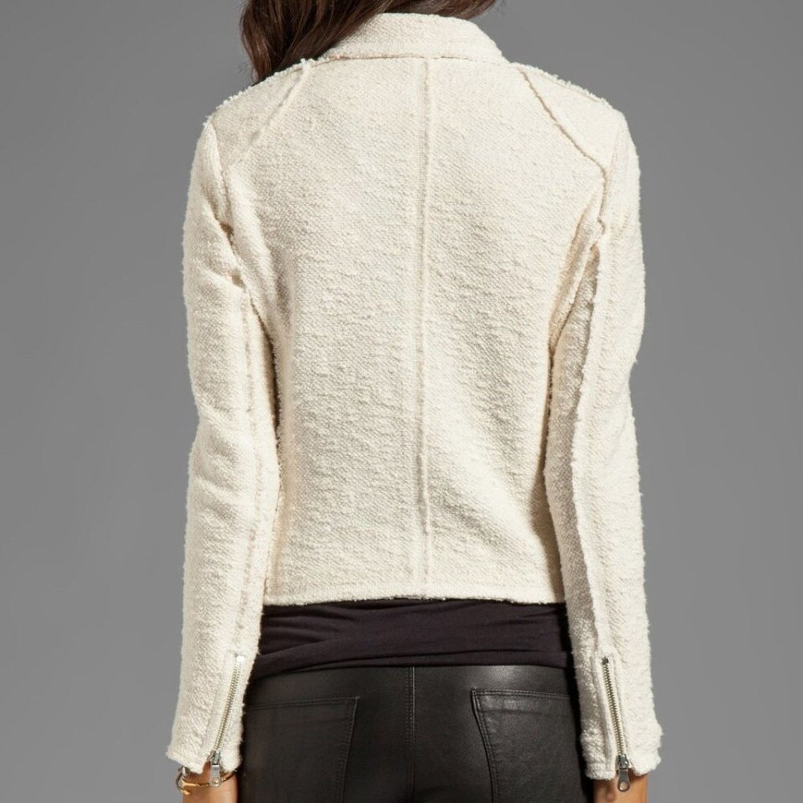 Rebecca Taylor Rebecca Taylor Boucle Moto Jacket Ivory Size 2 Size XS / US 0-2 / IT 36-38 - 8 Thumbnail