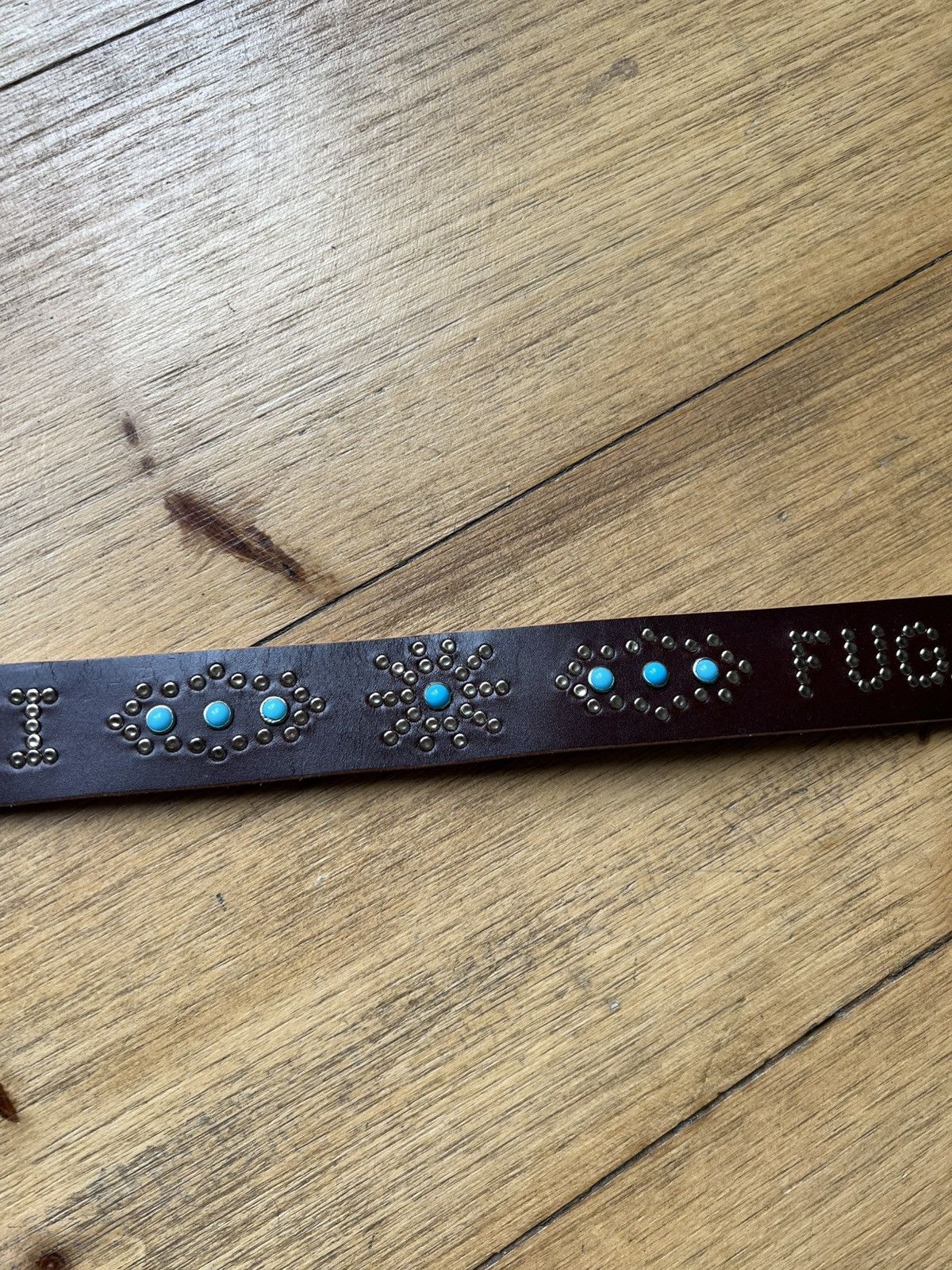 Fugazi Fugazi Brown Leather Studded Belt Size 32 - 5 Thumbnail