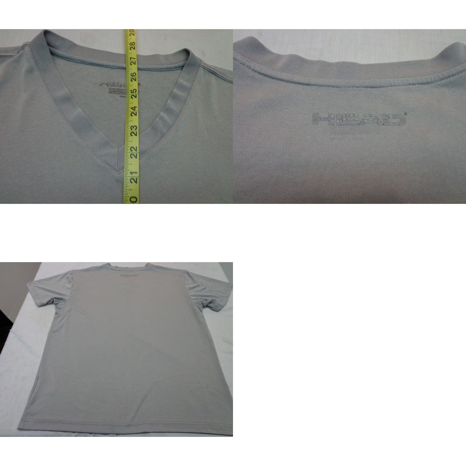 Vintage HEAD T-Shirt Gray V-Neck Polyester Large Men Short Sleeve Activewear Size US L / EU 52-54 / 3 - 8 Thumbnail