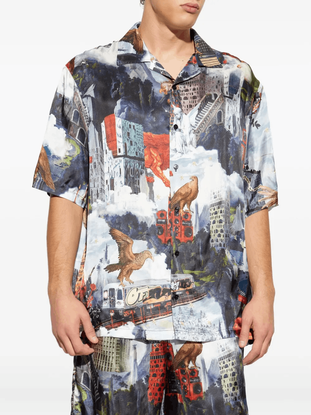 Other Men’s White Collage-Print Short-Sleeve Shirt Size US L / EU 52-54 / 3 - 3 Thumbnail
