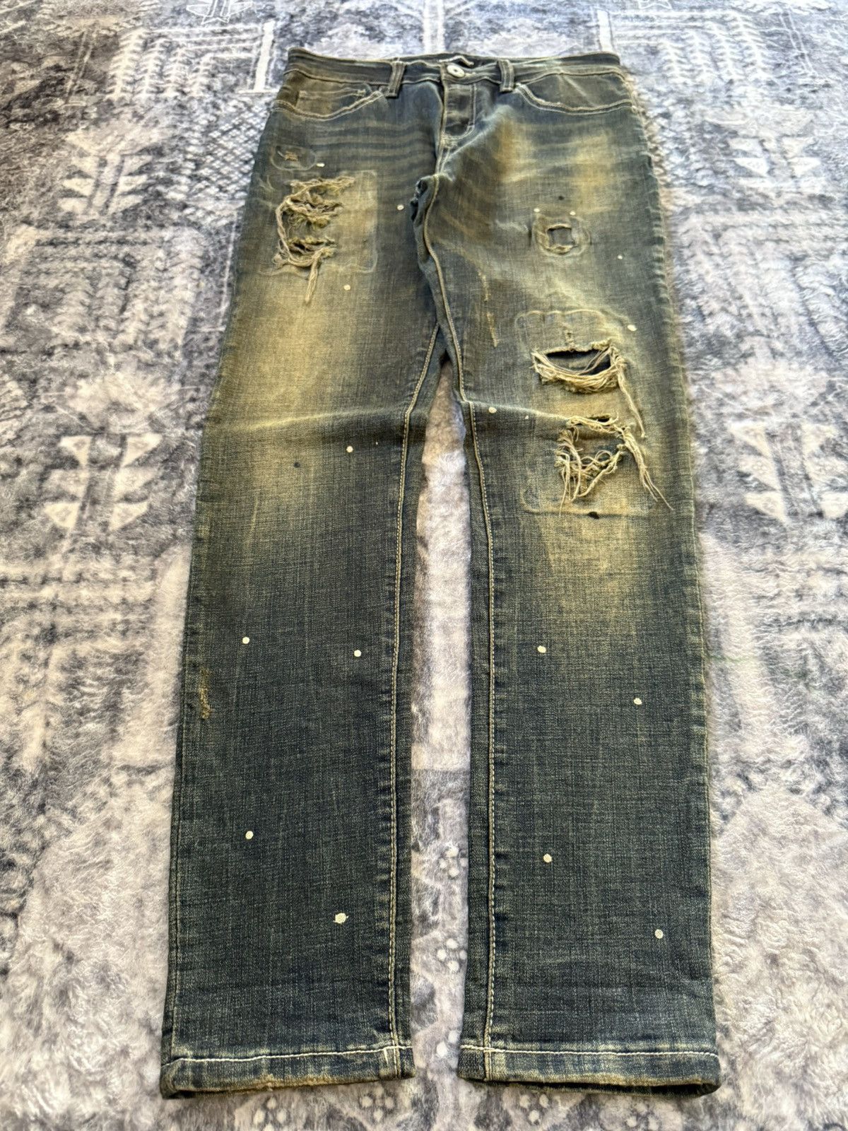 Hysteric Glamour Semantic Design Japan Mud Wash Distressed Tapered Jeans Size US 30 / EU 46 - 1 Thumbnail