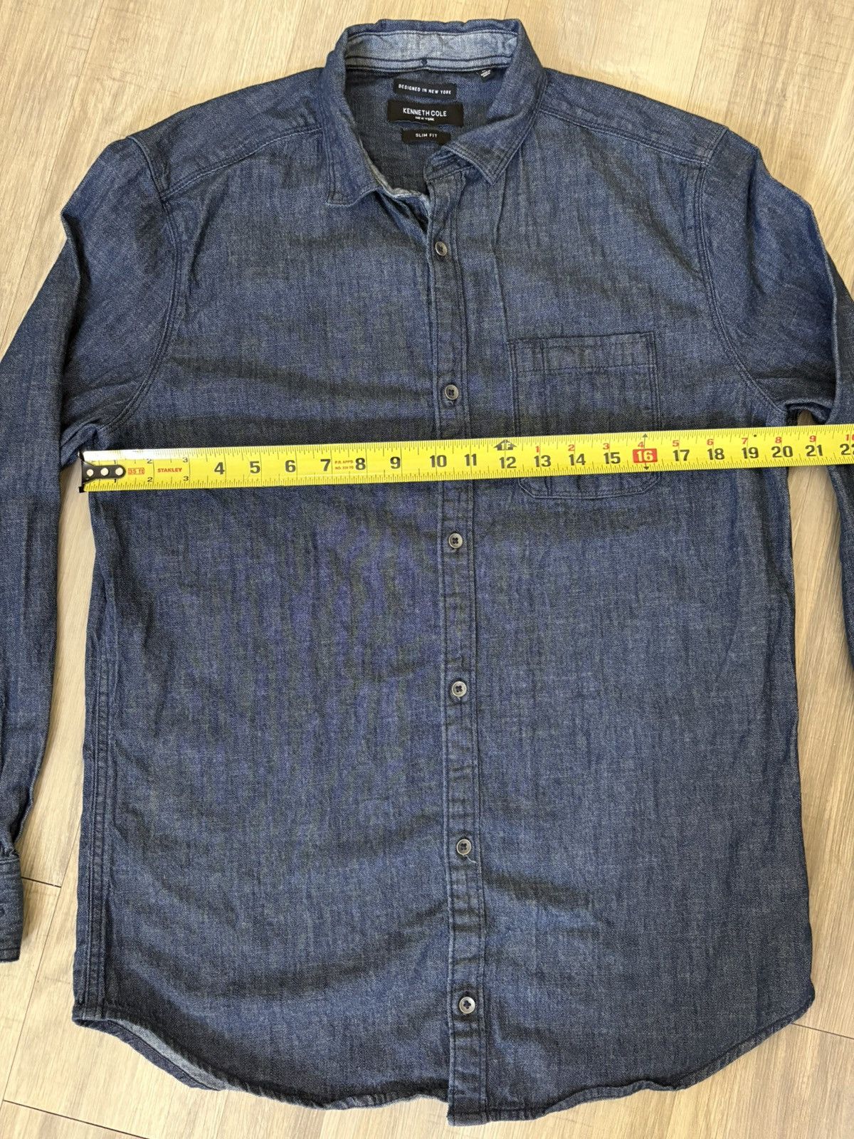 Kenneth Cole Kenneth Cole Slim Fit Denim Long Sleeve Button Up Size US M / EU 48-50 / 2 - 4 Thumbnail