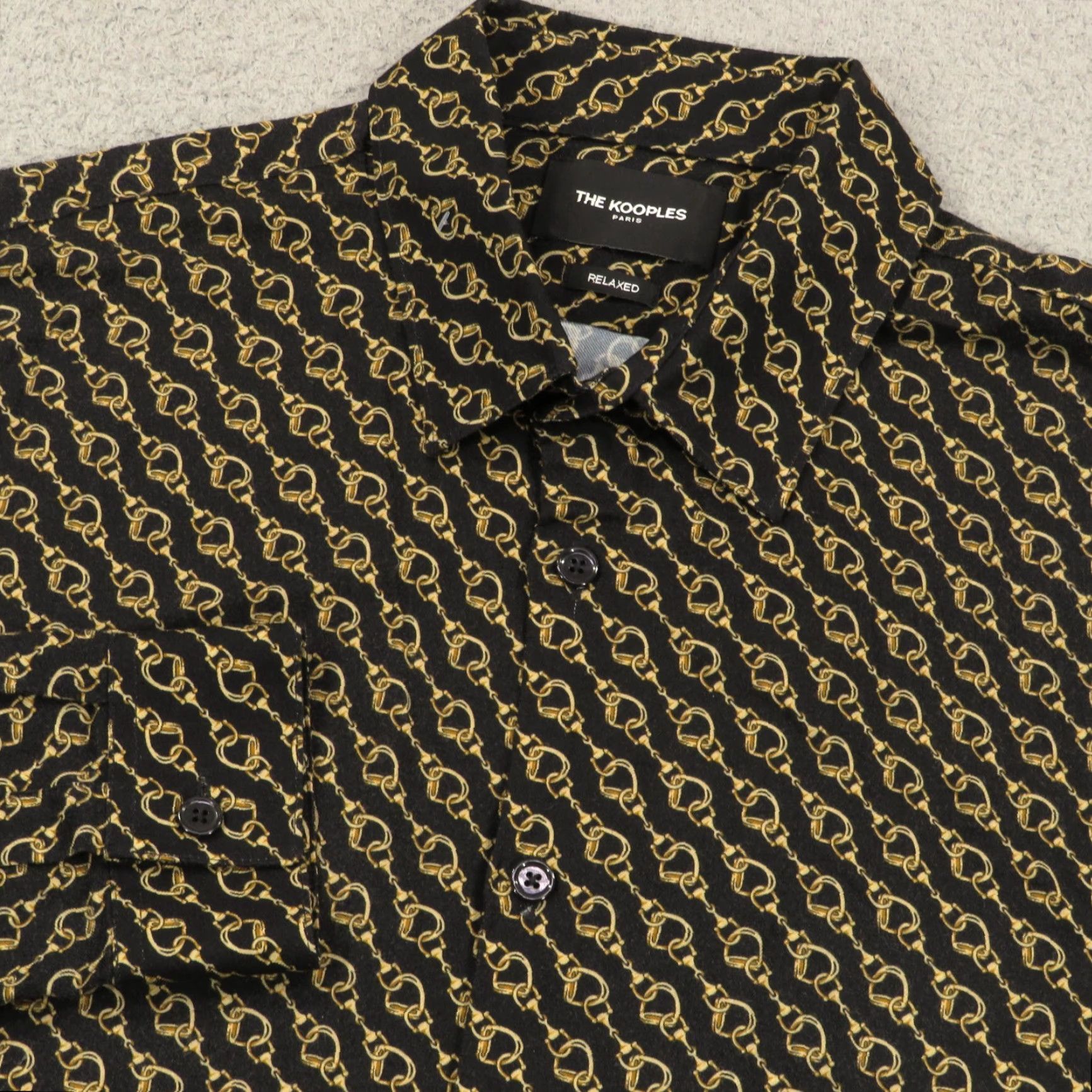 The Kooples The Kooples Shirt Men Small Relaxed Viscose Black Gold Horsebit Luxury Designer Size US S / EU 44-46 / 1 - 2 Thumbnail