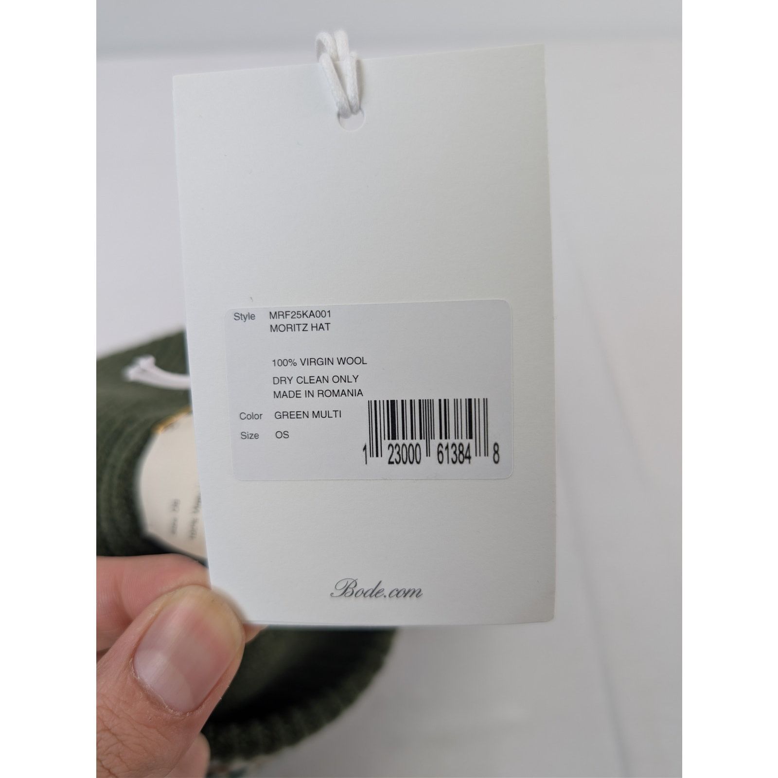Bode o1rshd1 Size: OS / 100% Virgin Wool Beanie Cap / Hat Green Size ONE SIZE - 12 Thumbnail