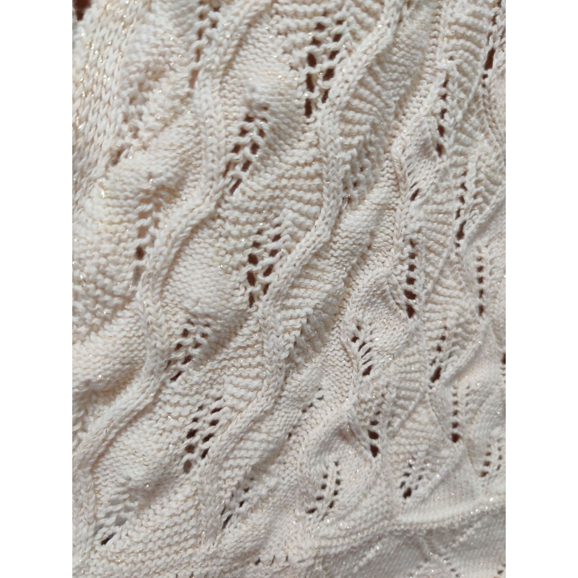JM Collection JM Collection XL Petite Sweater Cream Metallic Open Knit Car Size XL / US 12-14 / IT 48-50 - 9 Thumbnail