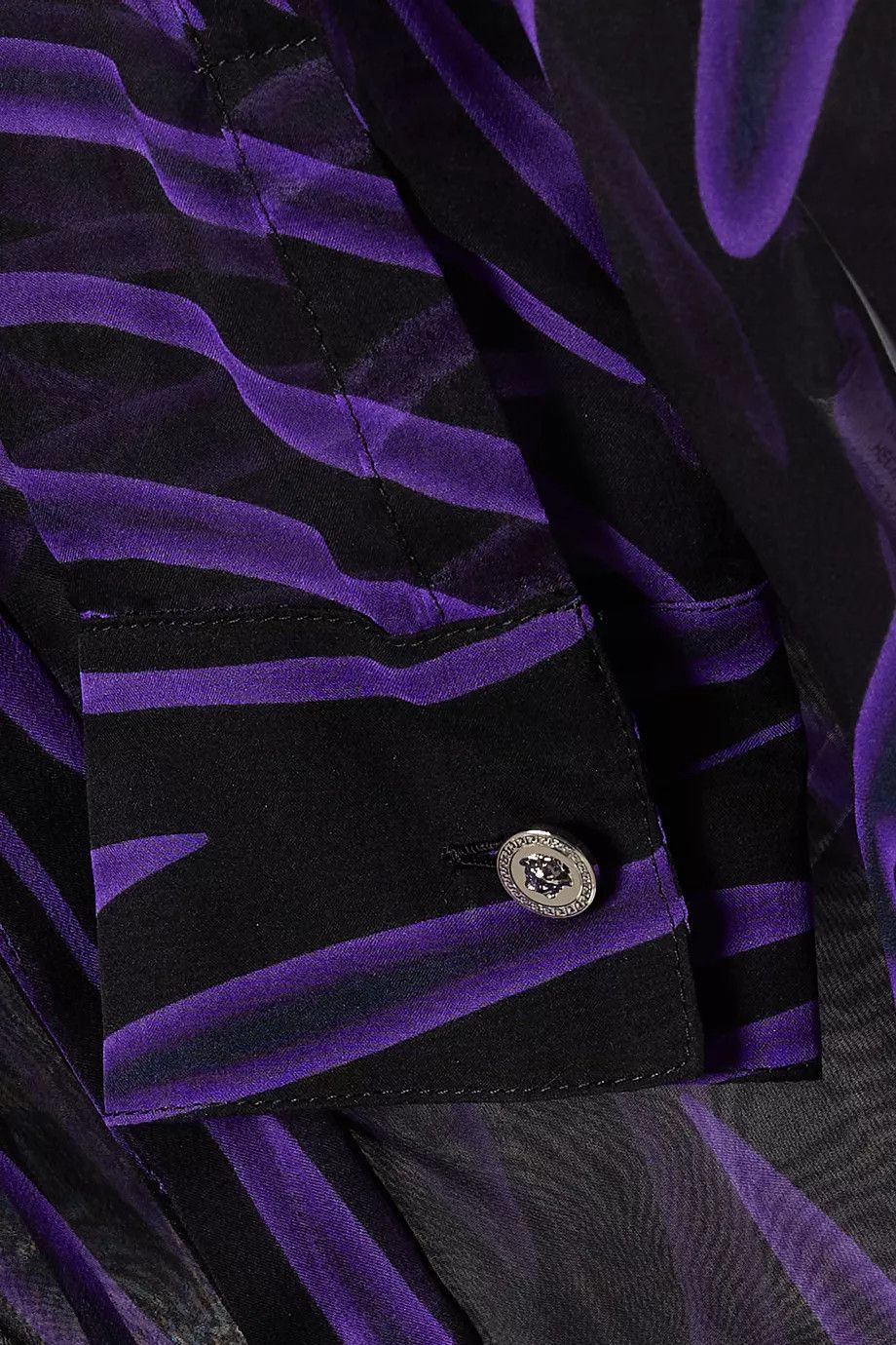 Versace o1y0226 Silk Shirt in Purple/Black Size S / US 4 / IT 40 - 4 Thumbnail