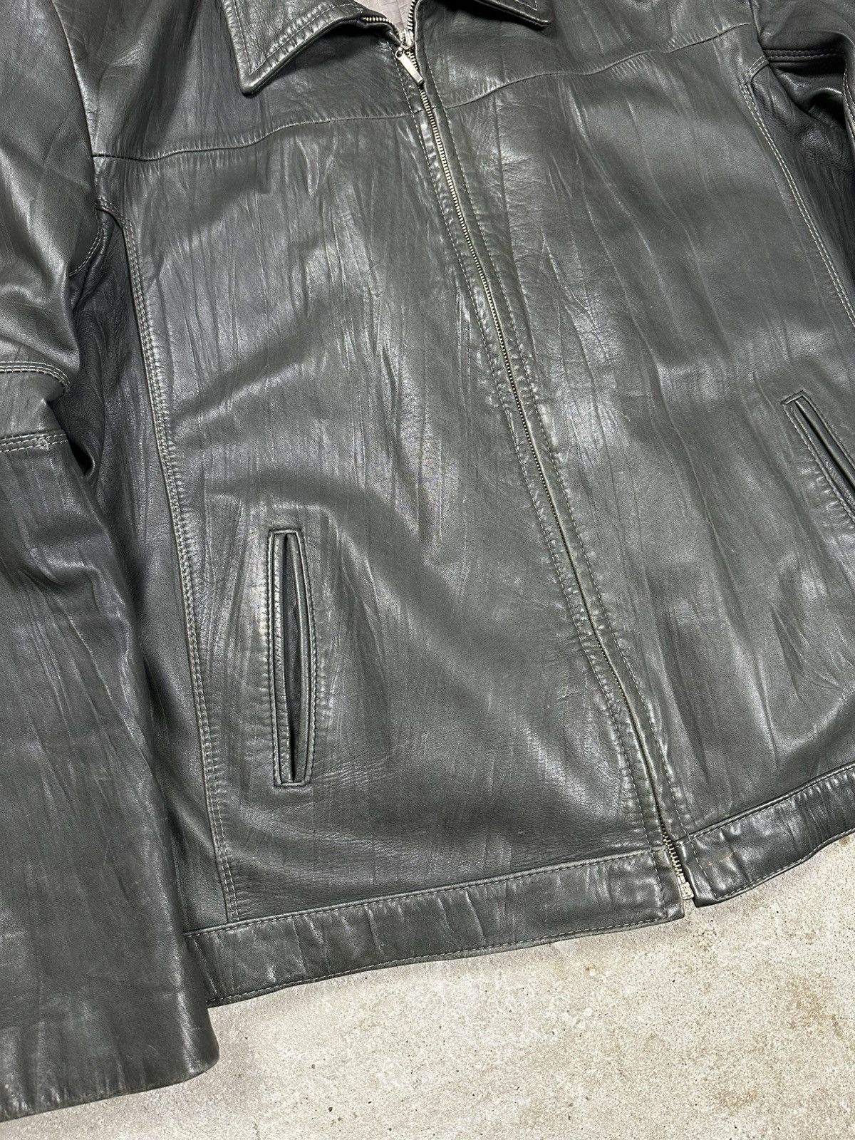 Genuine Leather Vintage Y2K Distressed Bottle Green Genuine Leather Jacket Size US XXL / EU 58 / 5 - 5 Thumbnail