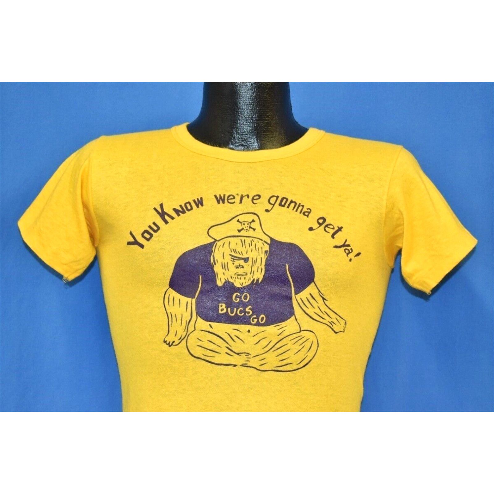 image of Russell Athletic Vintage 70's East Carolina University Go Bucs Go Dog Yellow Funny Ecu T-Shirt Xs i