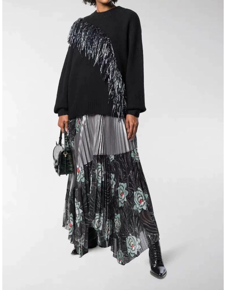 Dries Van Noten Dries Van Noten size:34 Black floral pleated skirt Size 33" - 2 Thumbnail