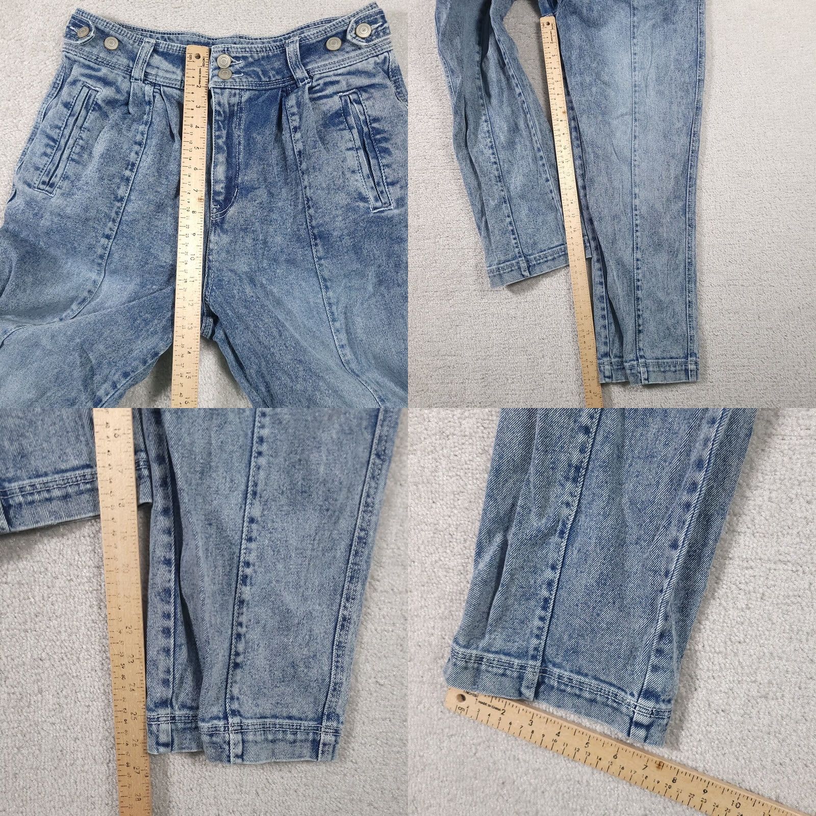 Vintage SO Jeans Women's 13/31 Pleated Super High Rise Straight Acid Wash Denim Bareback Jeans Women XS-XL? Size 30" / US 8 / IT 44 - 8 Thumbnail