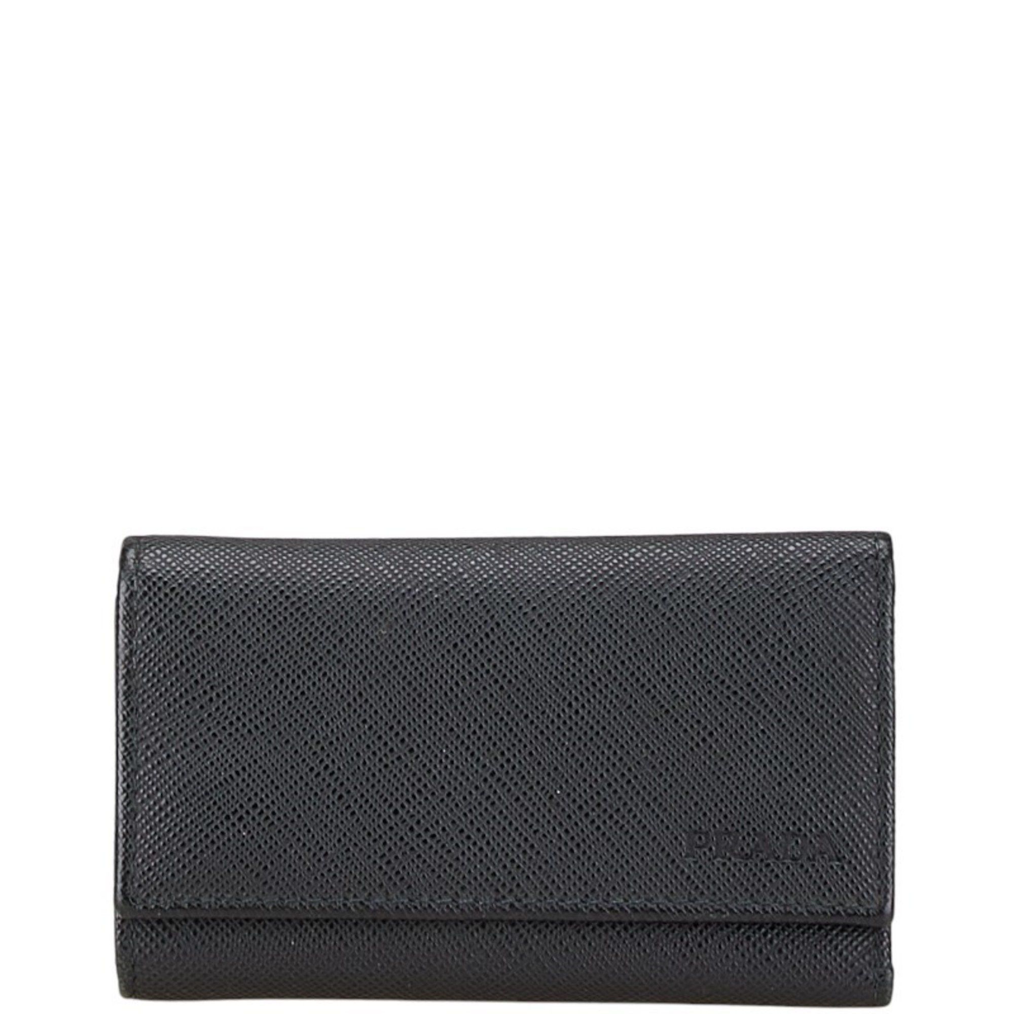 PRADA 6-ring key case 2PG222 Black leather Men's