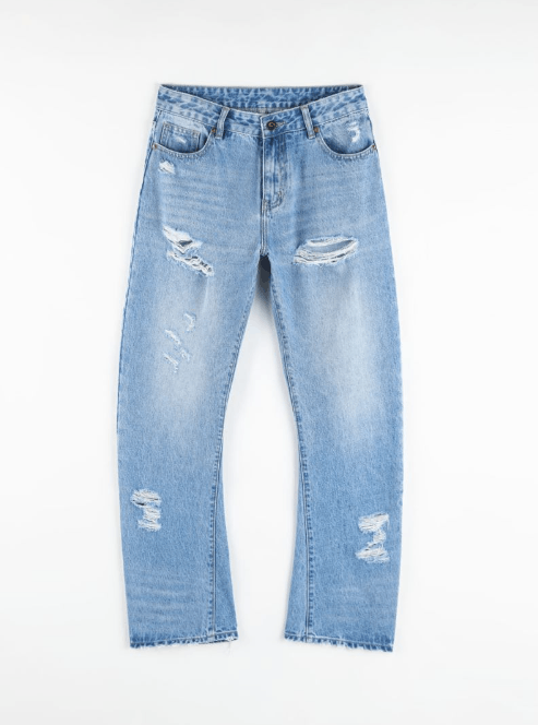 Japanese Brand × Jean American ripped high street trend distressed straight jeans Size US 32 / EU 48 - 4 Thumbnail