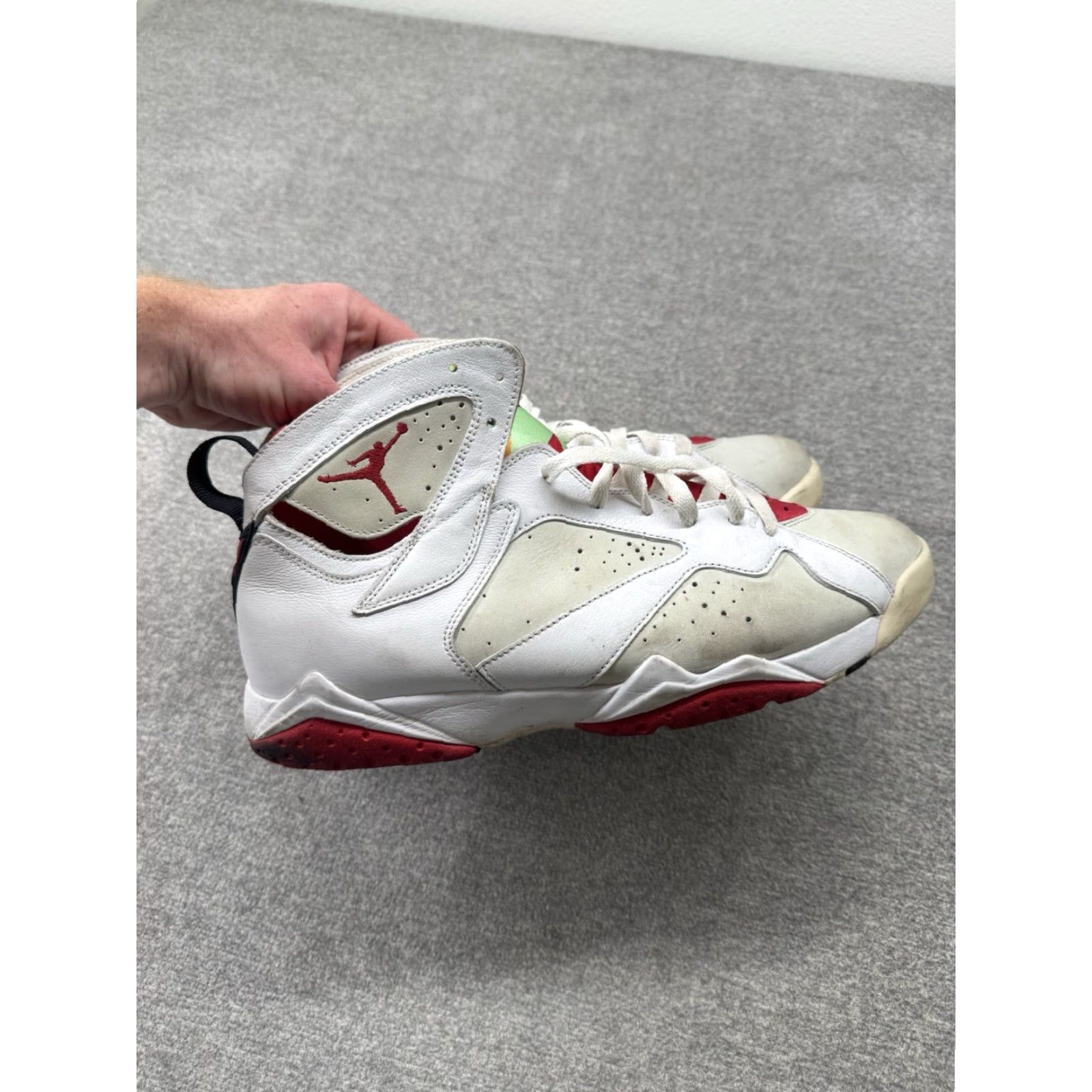 Jordan Brand Air Jordan 7 Retro White Red-Lght Slvr-Trmln Blanc Argent Clair Tourmaline 11.5 Men Sneaker Size US 12 / EU 45 - 2 Thumbnail