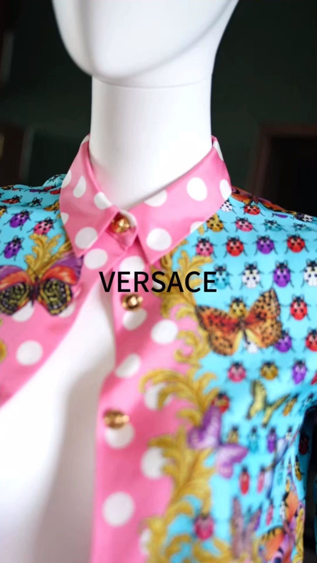 Versace VERSACE Ladybug Butterfly Silk Short Shirt 1995 Vtg Medusa Size XXS / US 00 / IT 34 - 1 Thumbnail