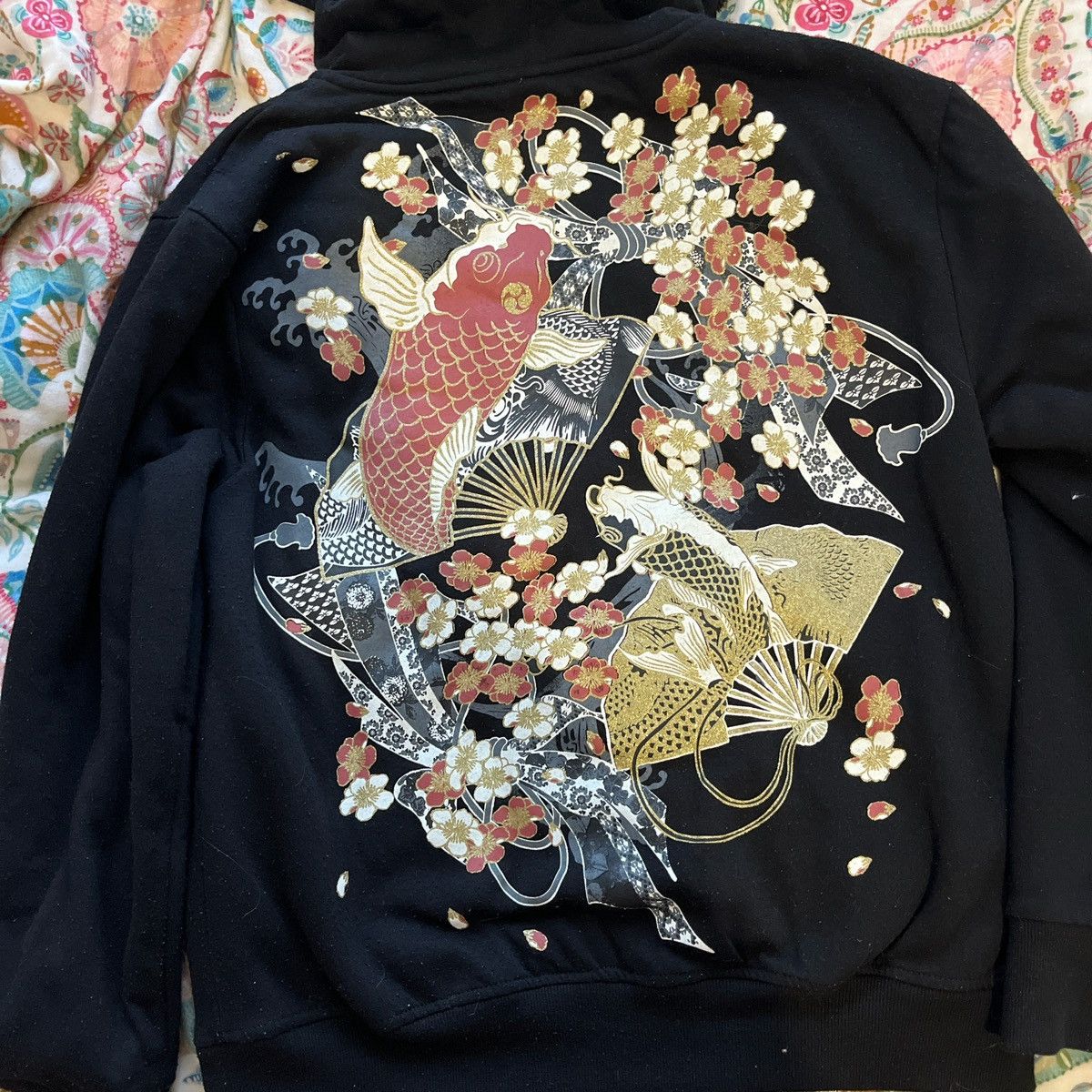 Bullet Noise BULLET NOISE- Black and Gold Koi Fish Zip Up Hoodie Size US XL / EU 56 / 4 - 1 Thumbnail