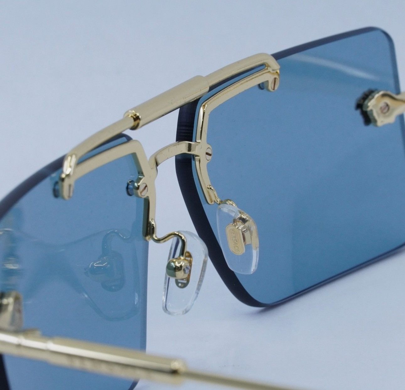 Versace Versace VE2245 Gold & Blue Shield Sunglasses Medusa Detail Size ONE SIZE - 2 Thumbnail
