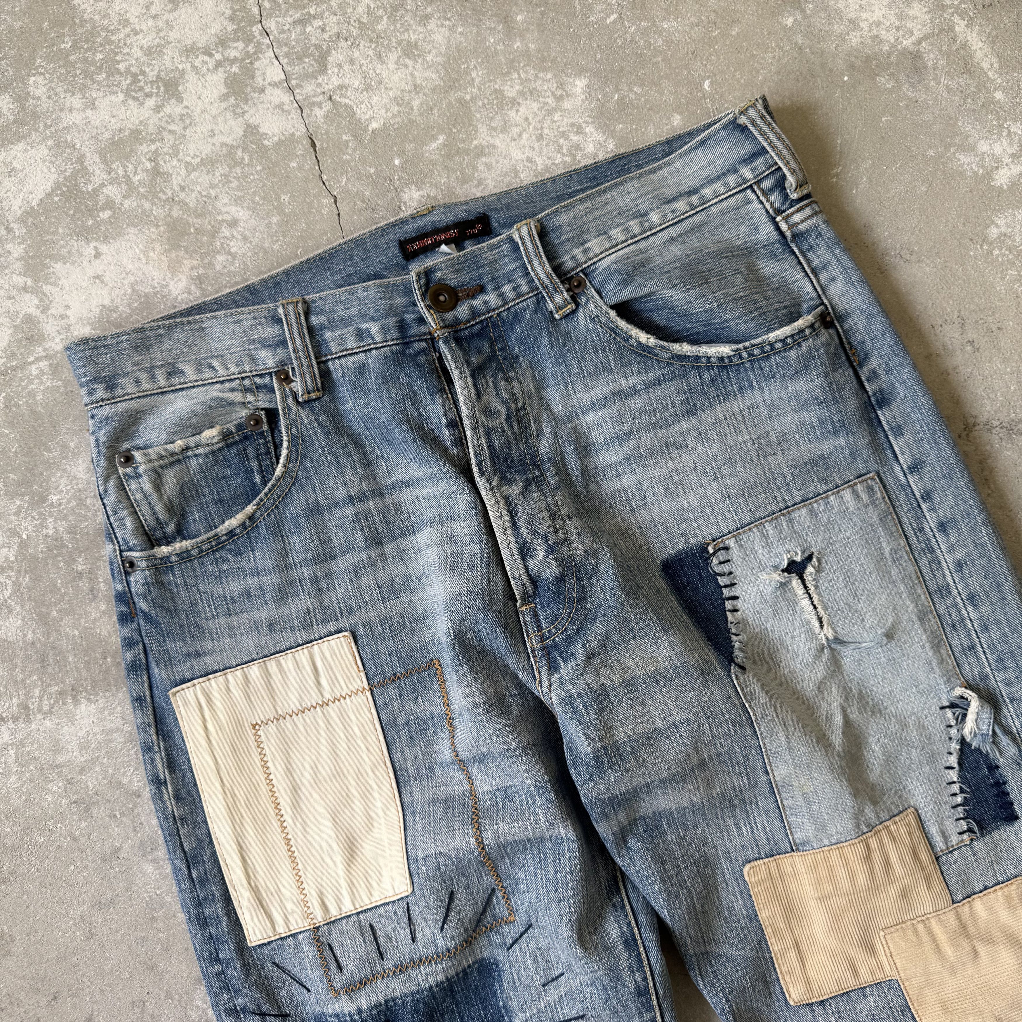 Japanese Brand Exhibitionist Japan Distressed Patchwork Denim Size US 32 / EU 48 - 4 Thumbnail