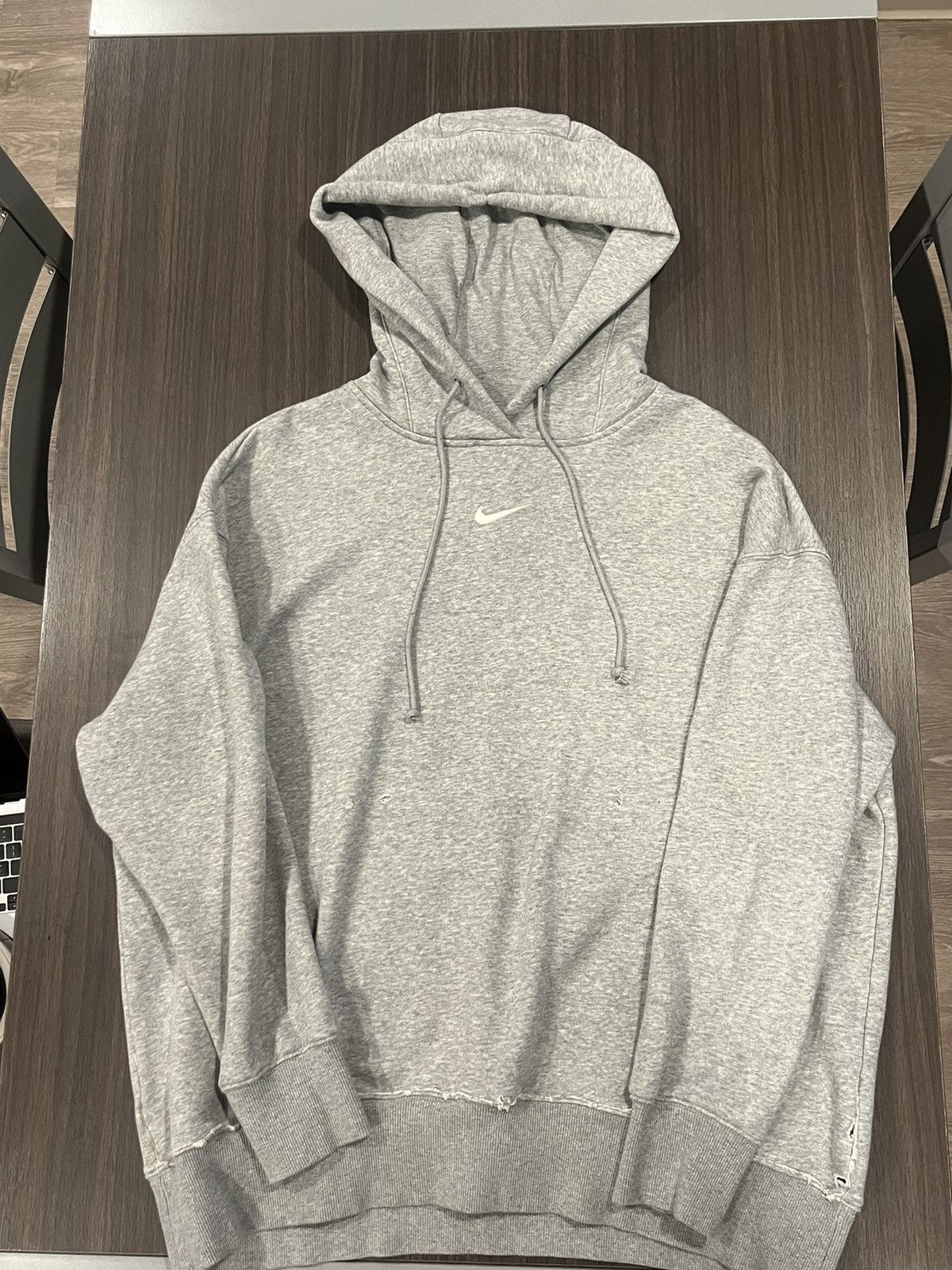 image of Nike Center Swoosh Hoodie, Large, Grey, Used, Men's