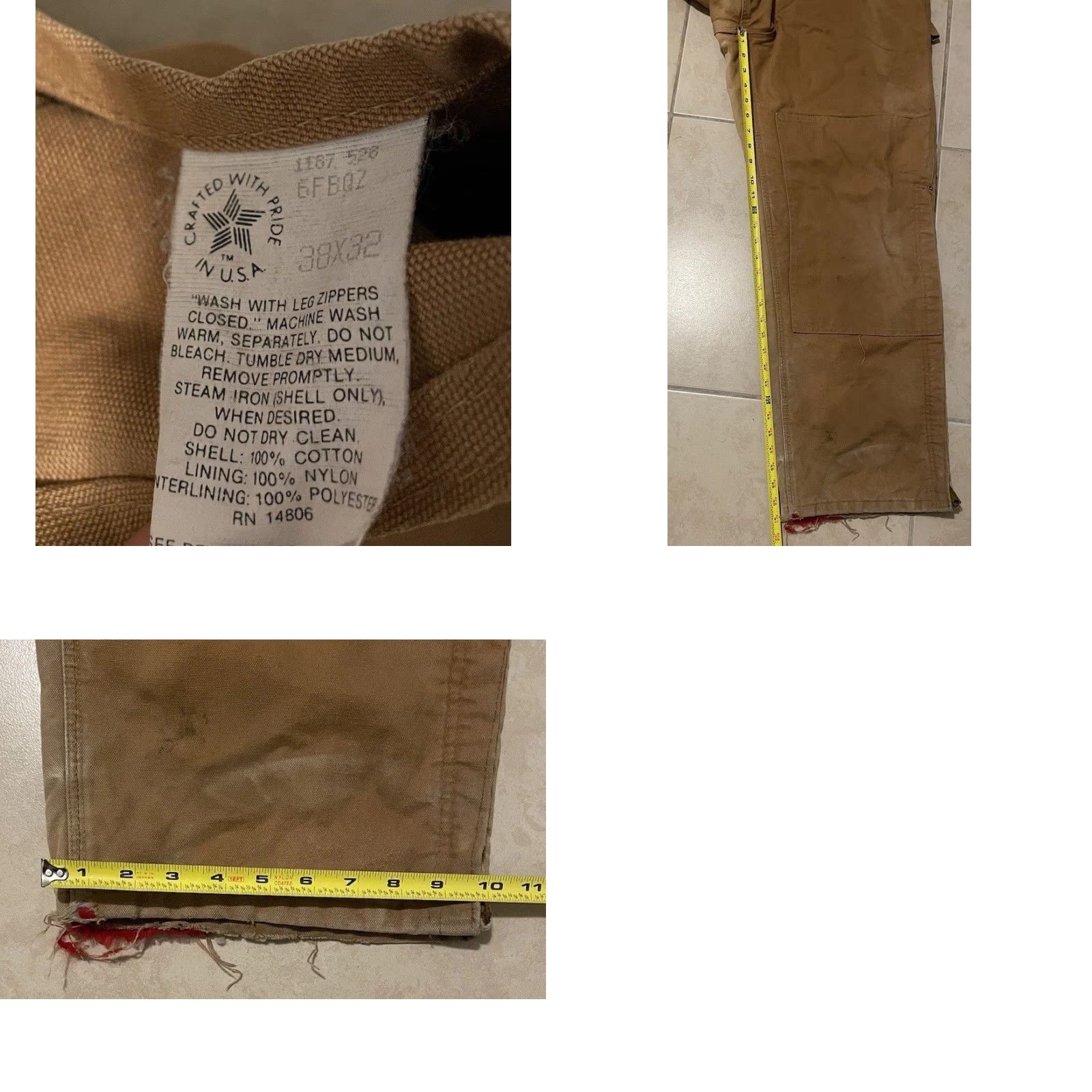 Carhartt Vtg Carhartt Faded Distress Quilted Overalls 38 USA Grunge Trucker Biker 80s 90s Size US 38 / EU 54 - 9 Thumbnail