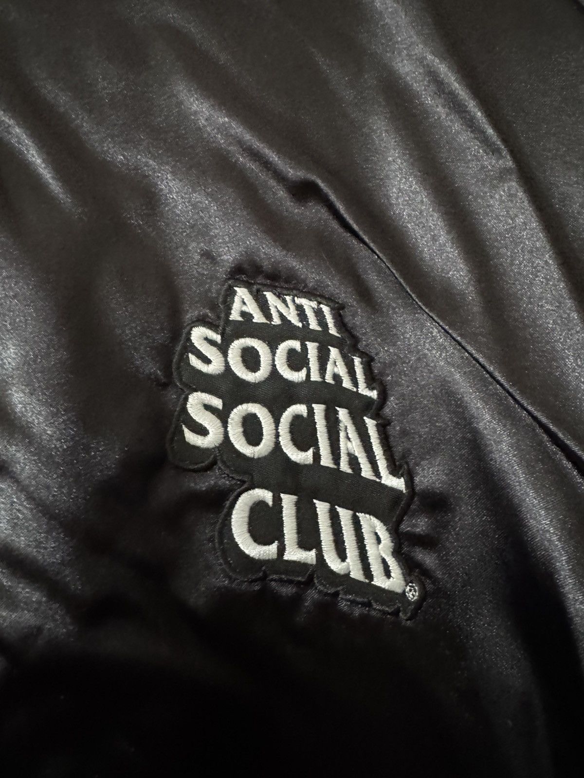 Anti Social Social Club Anti Social Social Club Satin Black Varsity Jacket Size US XXL / EU 58 / 5 - 2 Thumbnail