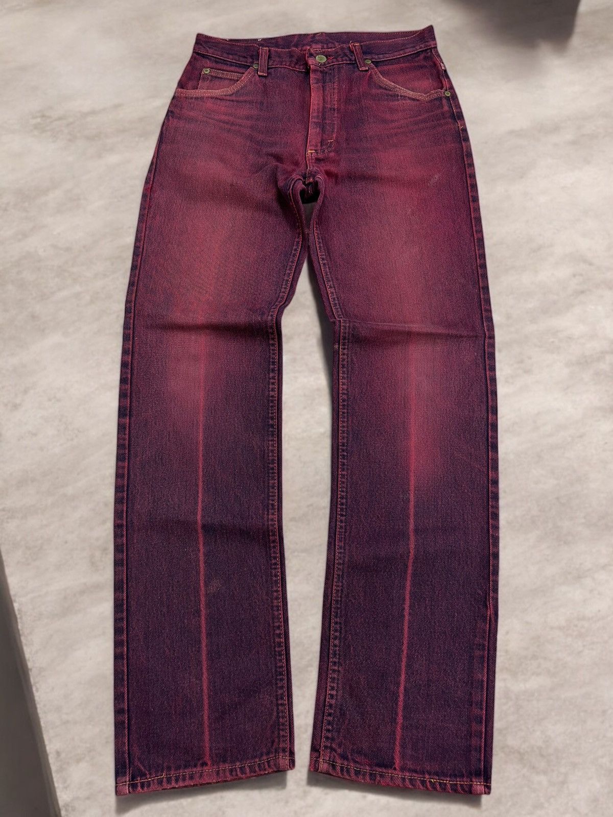 Lee Vintage 80s USA Lee Rider Zip Talon 42 Washed Red Bleach Size US 29 - 2 Thumbnail