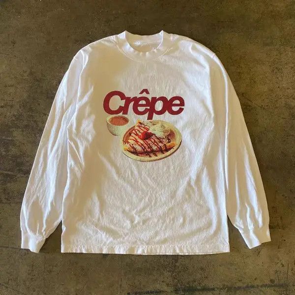 VIBE White retro breakfast sandwich print long sleeve t-shirt Size US L / EU 52-54 / 3 - 5 Thumbnail