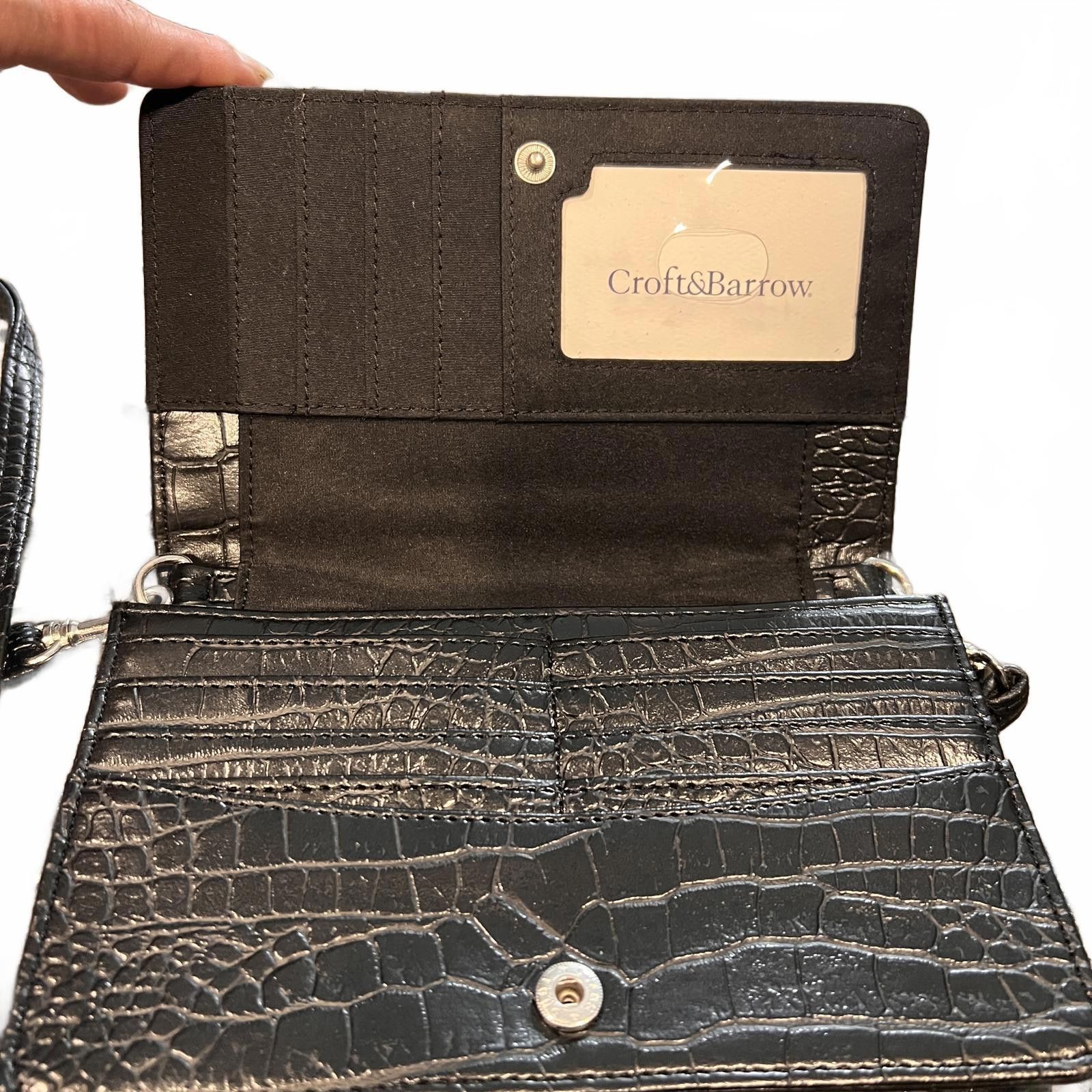 Croft & Barrow Black Croc-Embossed Women's Crossbody Bag Size ONE SIZE - 3 Thumbnail