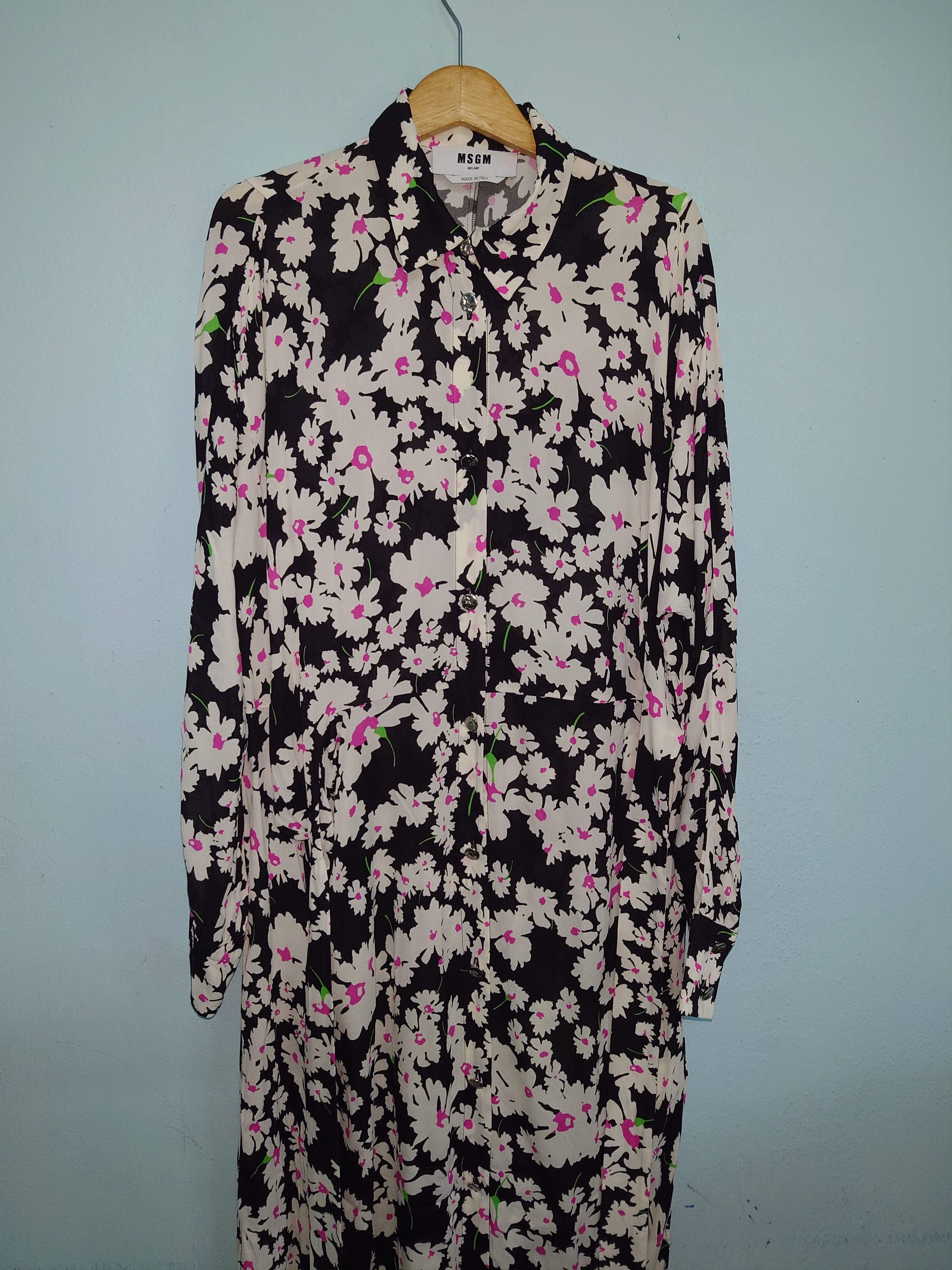 MSGM MSGM Milano Floral Daisy Print Viscose Maxi Shirt Dress Size XS / US 0-2 / IT 36-38 - 3 Thumbnail