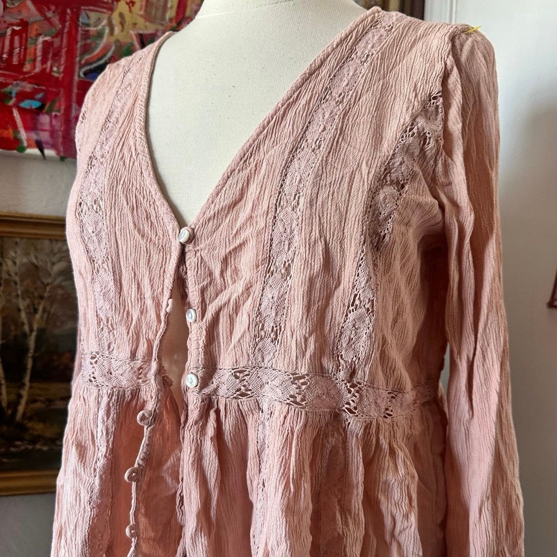 American Eagle Outfitters american eagle peach pink button up blouse Size M / US 6-8 / IT 42-44 - 2 Thumbnail
