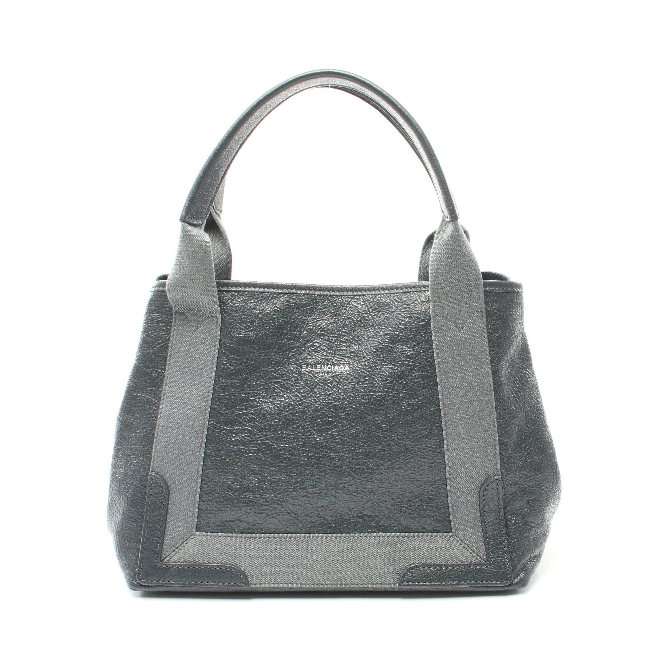 Balenciaga Balenciaga Navy Hippopotamus S Handbag Tote Bag Leather Canvas Gray Green Size ONE SIZE - 1 Thumbnail