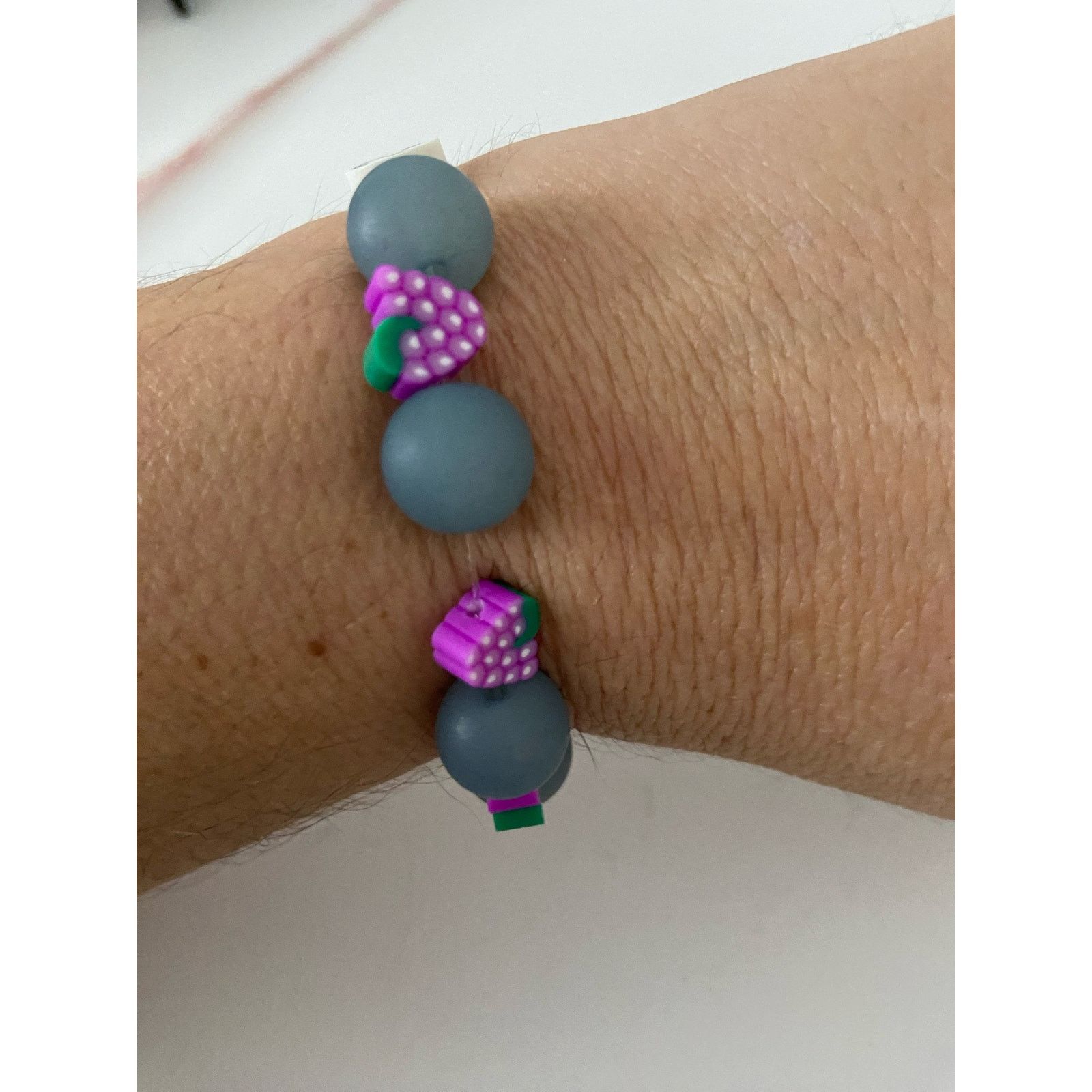 Handmade Handmade light blue and grape bead bracelet Size ONE SIZE - 1 Thumbnail
