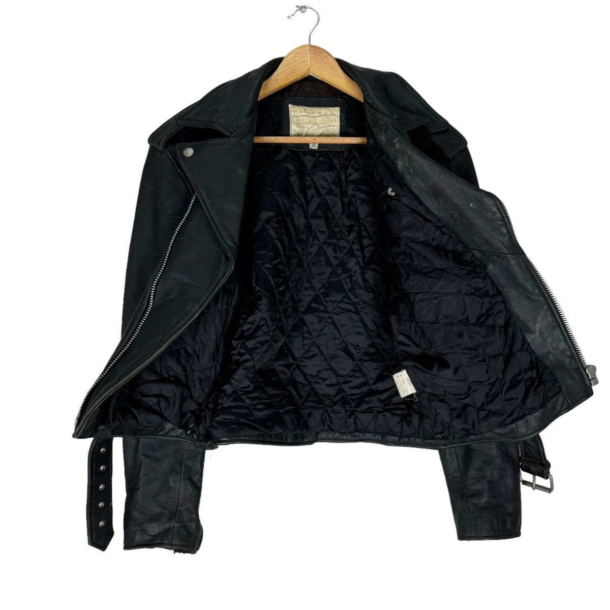 Japanese Brand ☀️HOUSTON DOUBLE COLLAR BIKERS LEATHER JACKET Size US M / EU 48-50 / 2 - 9 Thumbnail