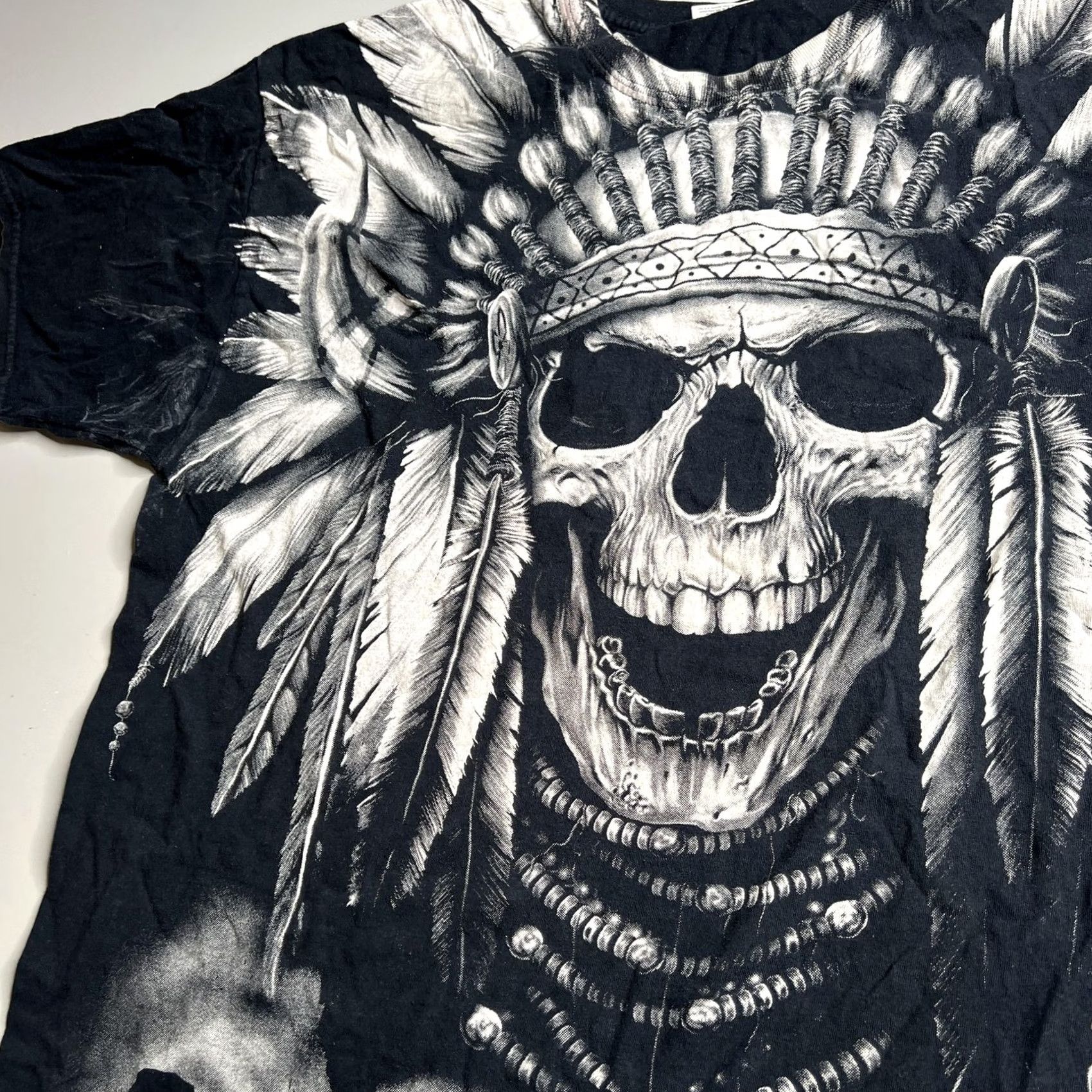 Fruit Of The Loom Fruit Of The Loom Shirt Mens XL Black Skull Chief Graphic Biker Western Tee Size US XL / EU 56 / 4 - 3 Thumbnail