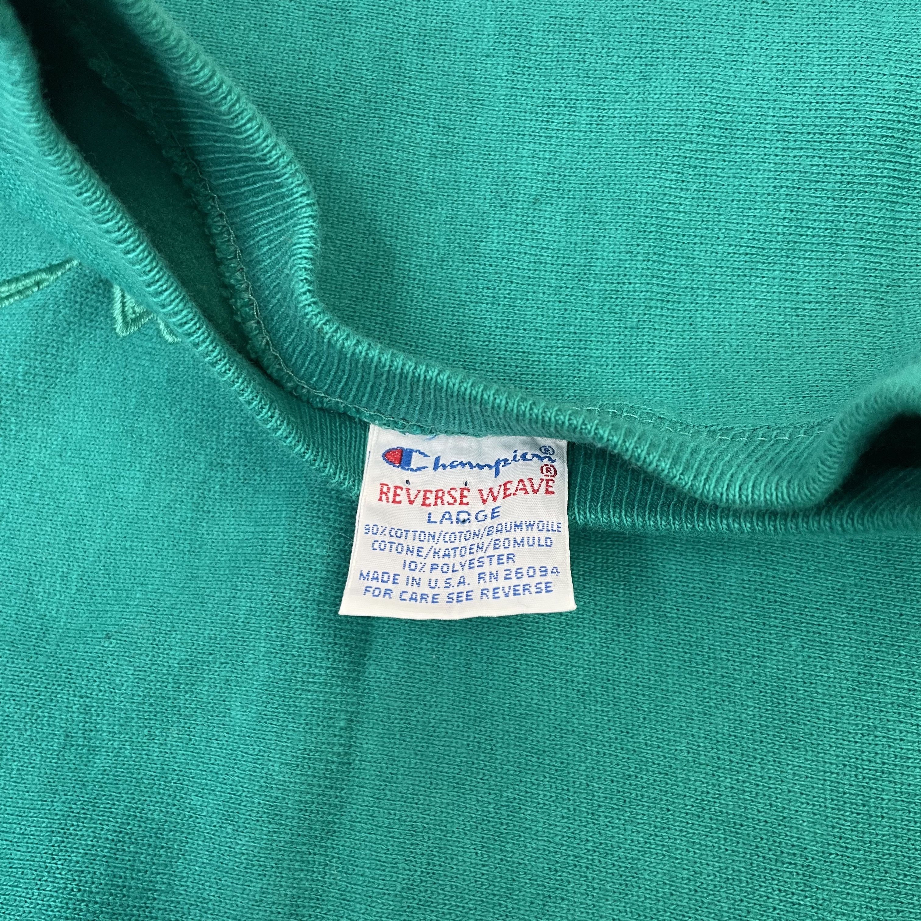 Champion × Vintage Vintage 90s Champion Spellout Reverse Weave Sweatshirt teal Size US L / EU 52-54 / 3 - 3 Thumbnail