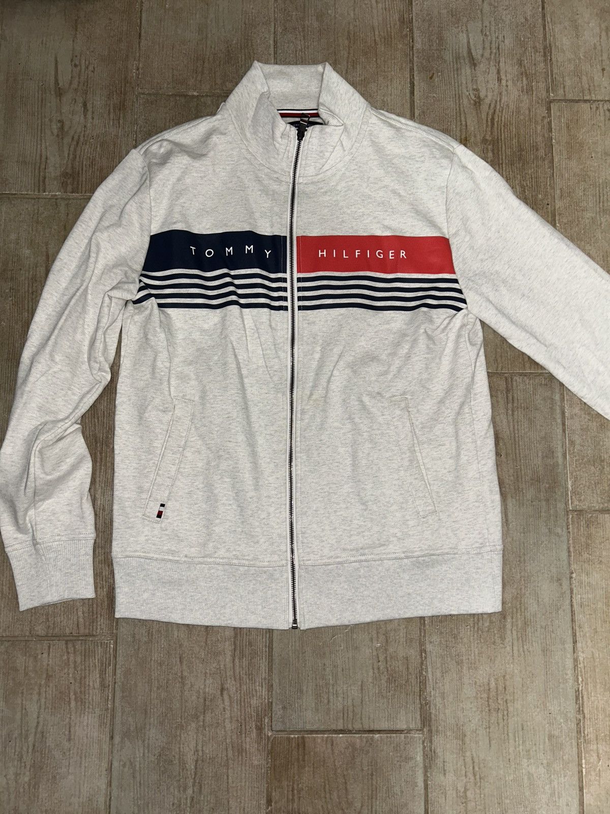 Tommy Hilfiger Tommy Hilfiger - Light Grey Zip Up Size US L / EU 52-54 / 3 - 1 Thumbnail