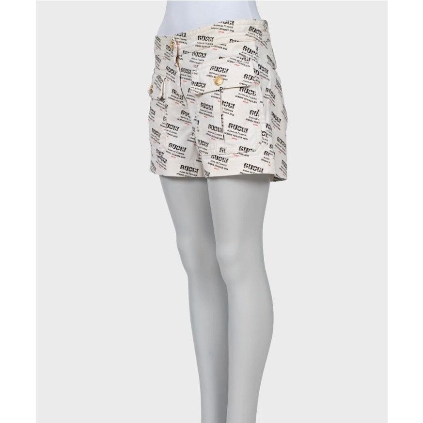 Gucci Gucci White Signature Print Cotton Shorts - Size W28 Size 28" / US 6 / IT 42 - 2 Thumbnail