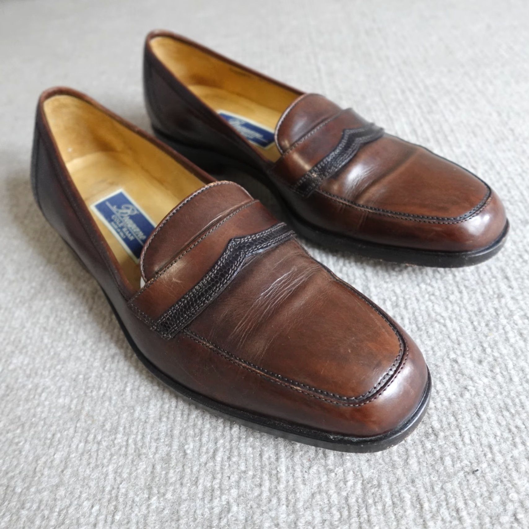 Cole Haan Cole Haan Mens Loafers Casual Slip On Leather Brown 8.5D Wide Made in Italy Size US 9 / EU 42 - 3 Thumbnail