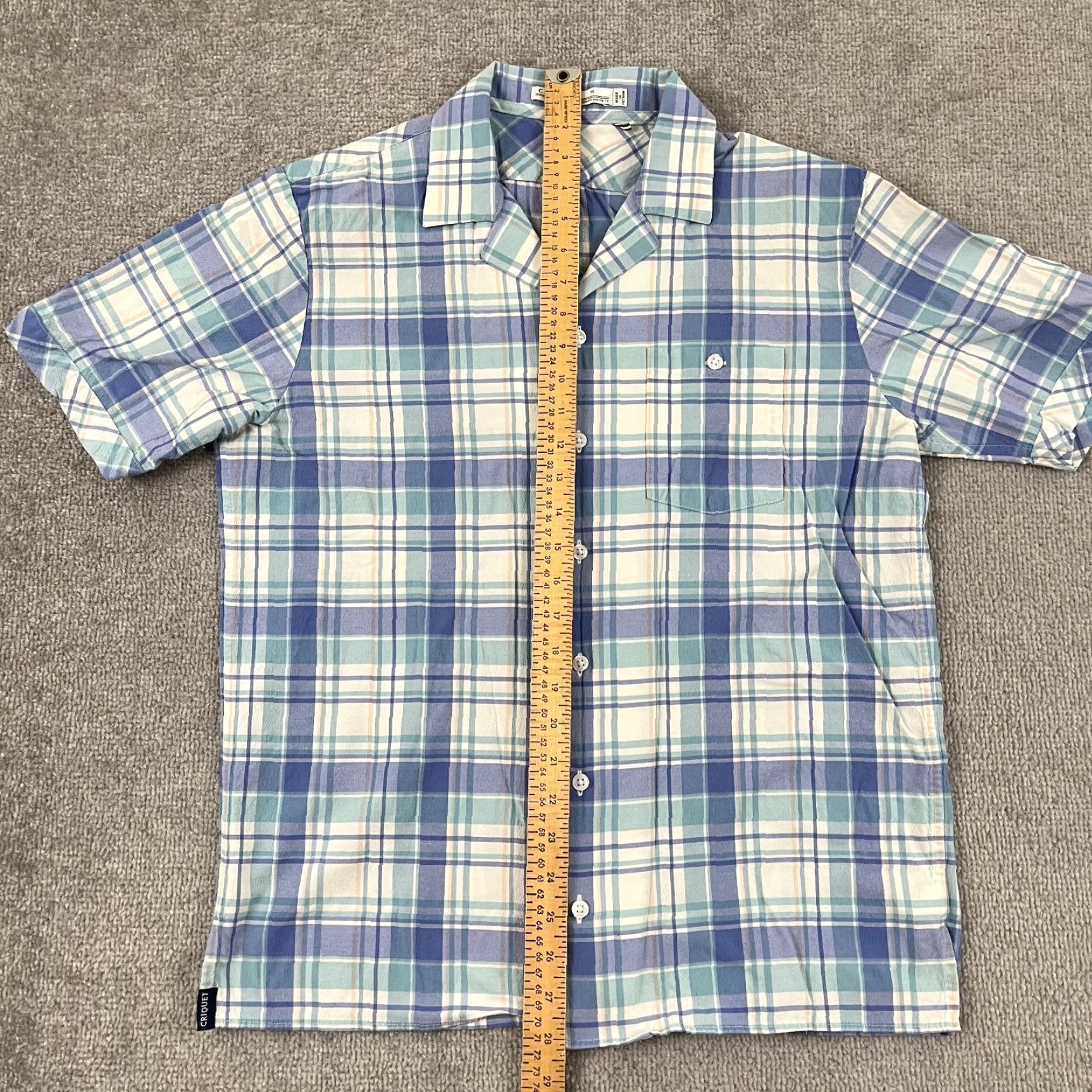 Vintage Criquet Shirt Mens M Blue White Plaid Performance Button Up Short Sleeve Shirt Size US M / EU 48-50 / 2 - 4 Thumbnail