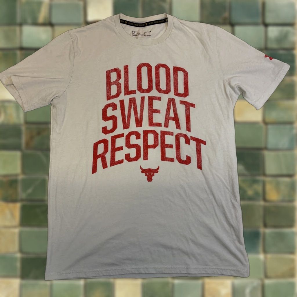 Under Armour Under Armour Project Rock Men’s Medium Blood Sweat Respect Beige T-Shirt Tee Shirt Crew Neck Short Sleeve Graphic Print Size US M / EU 48-50 / 2 - 1 Thumbnail
