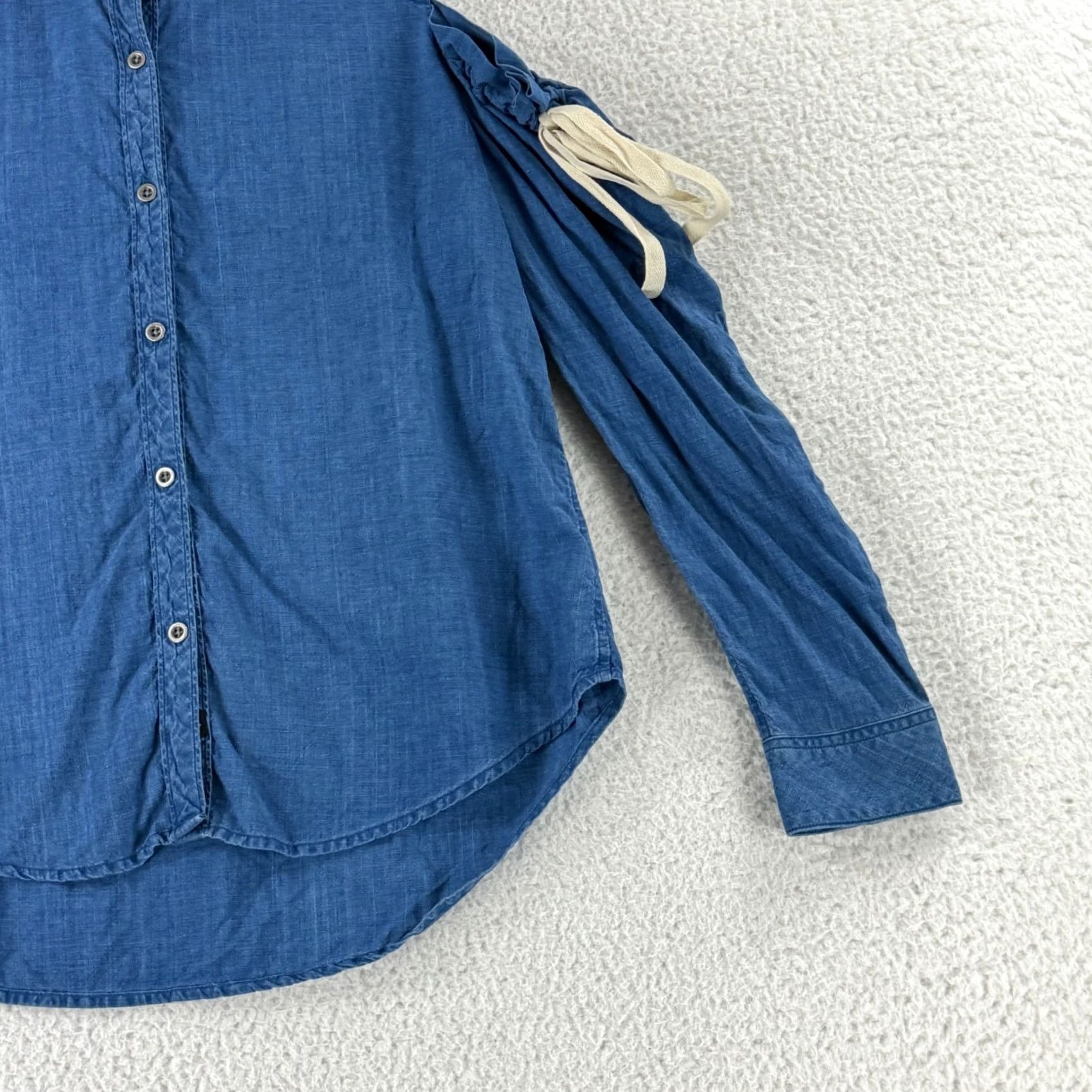 Rails Rails Romy Top Womens Large Indigo Chambray Cold Shoulder Button-Up Casual Shirt Size L / US 10 / IT 46 - 3 Thumbnail
