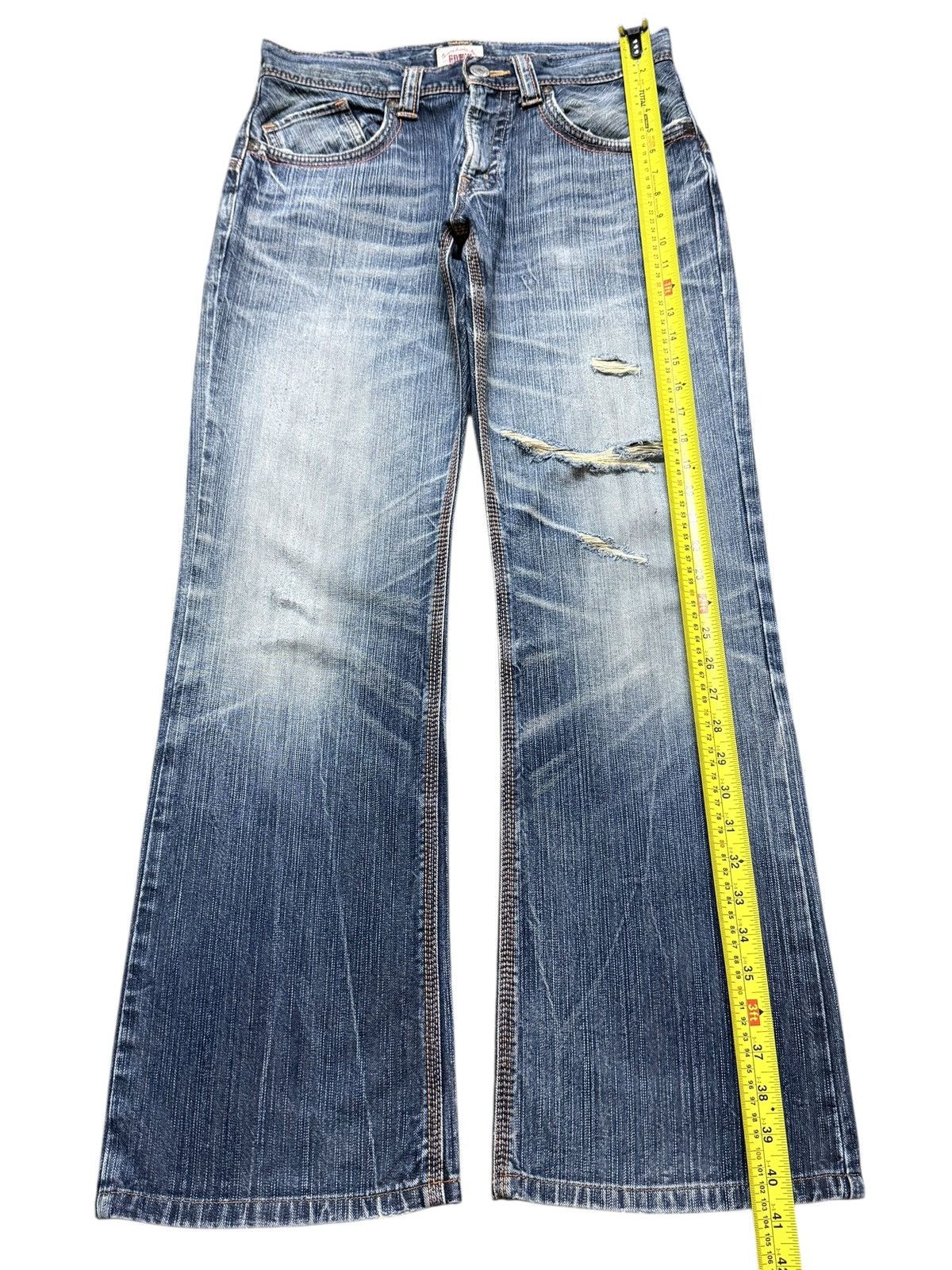 Edwin Vintage 90s Edwin XV Faded Wash Whisker Distressed Bootcut Size US 31 - 13 Thumbnail